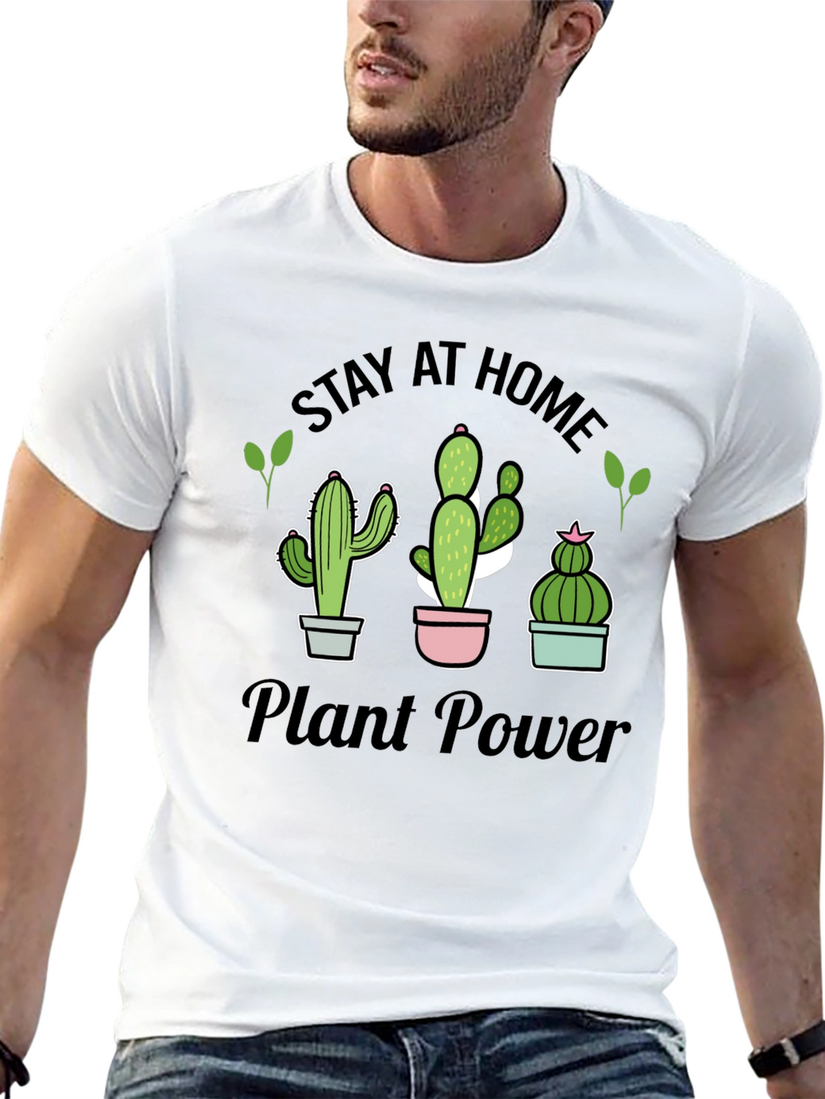 Stay At Home Plant Power T-Shirt Cactus Lover Tee