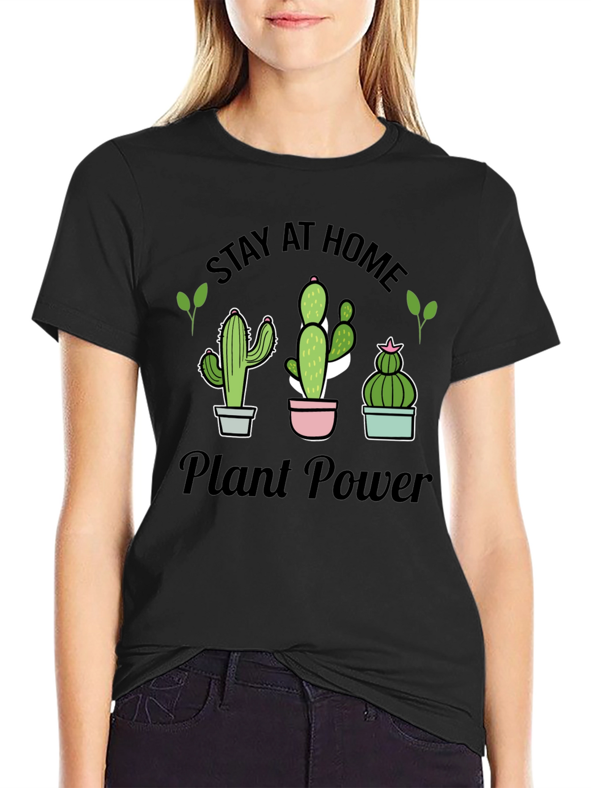 Stay At Home Plant Power T-Shirt Cactus Lover Tee