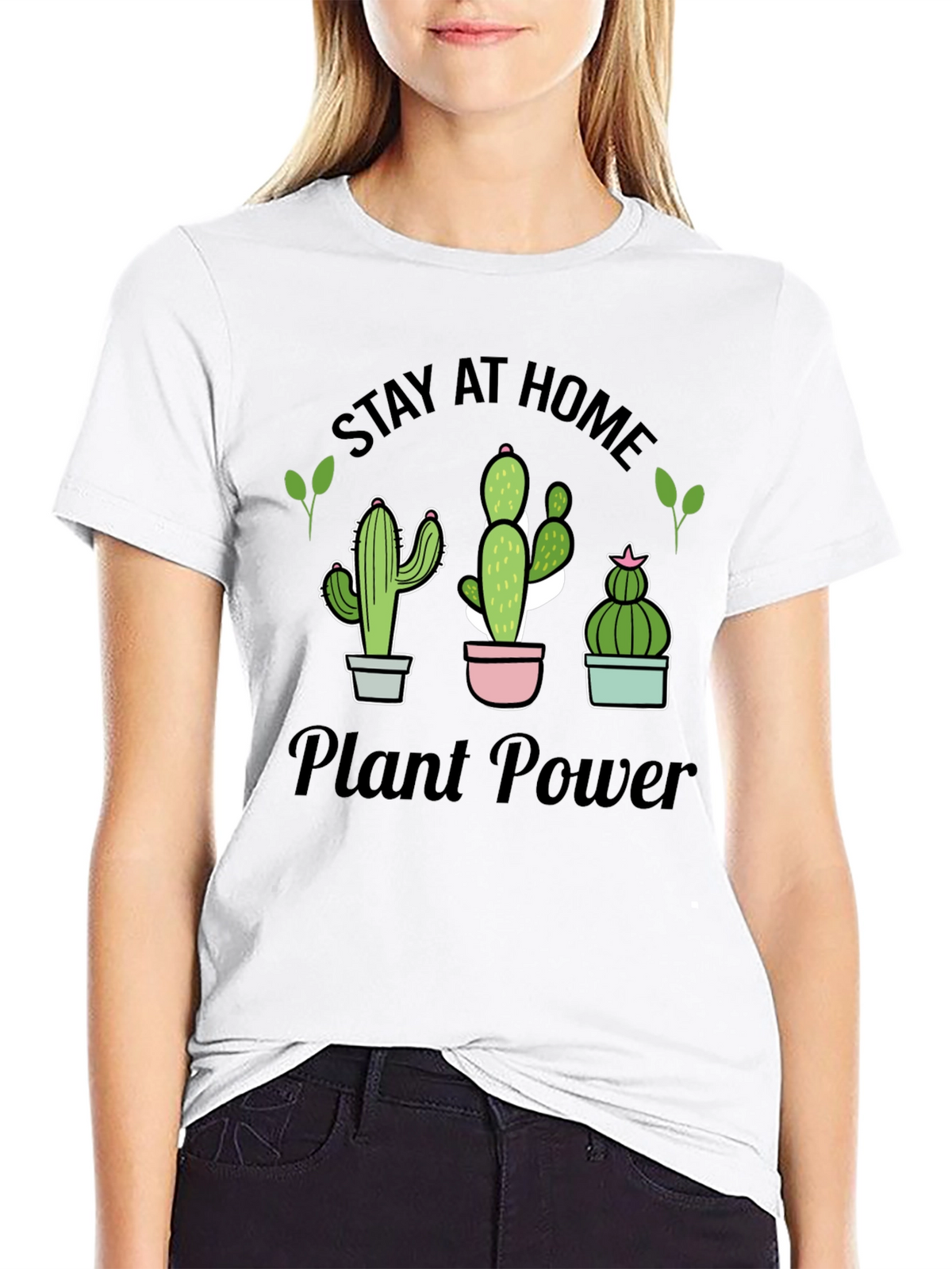Stay At Home Plant Power T-Shirt Cactus Lover Tee