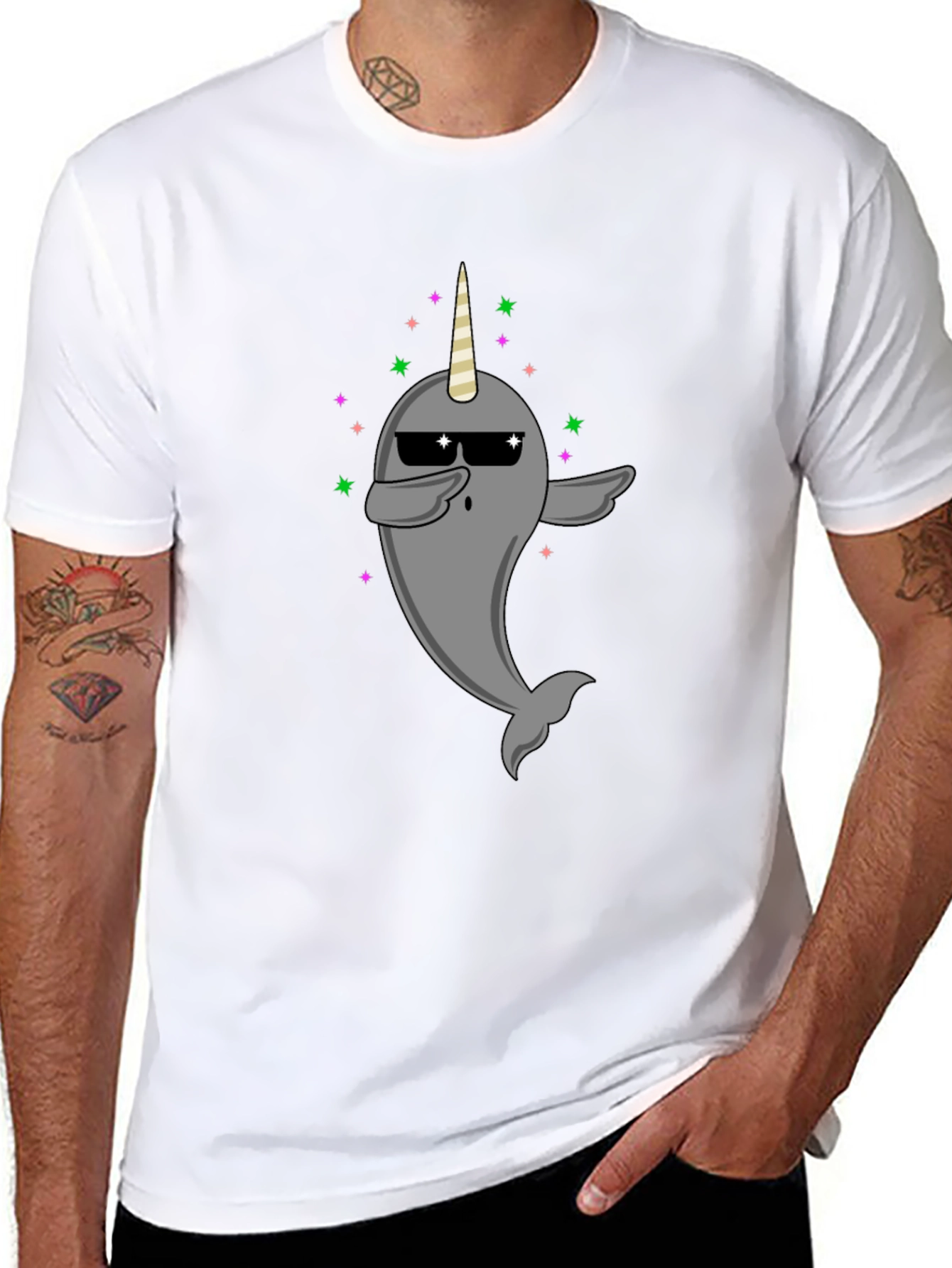 Dabbing Narwhal Unicorn Black T-Shirt