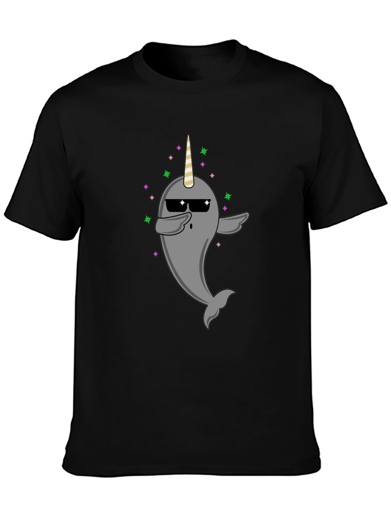 Dabbing Narwhal Unicorn Black T-Shirt