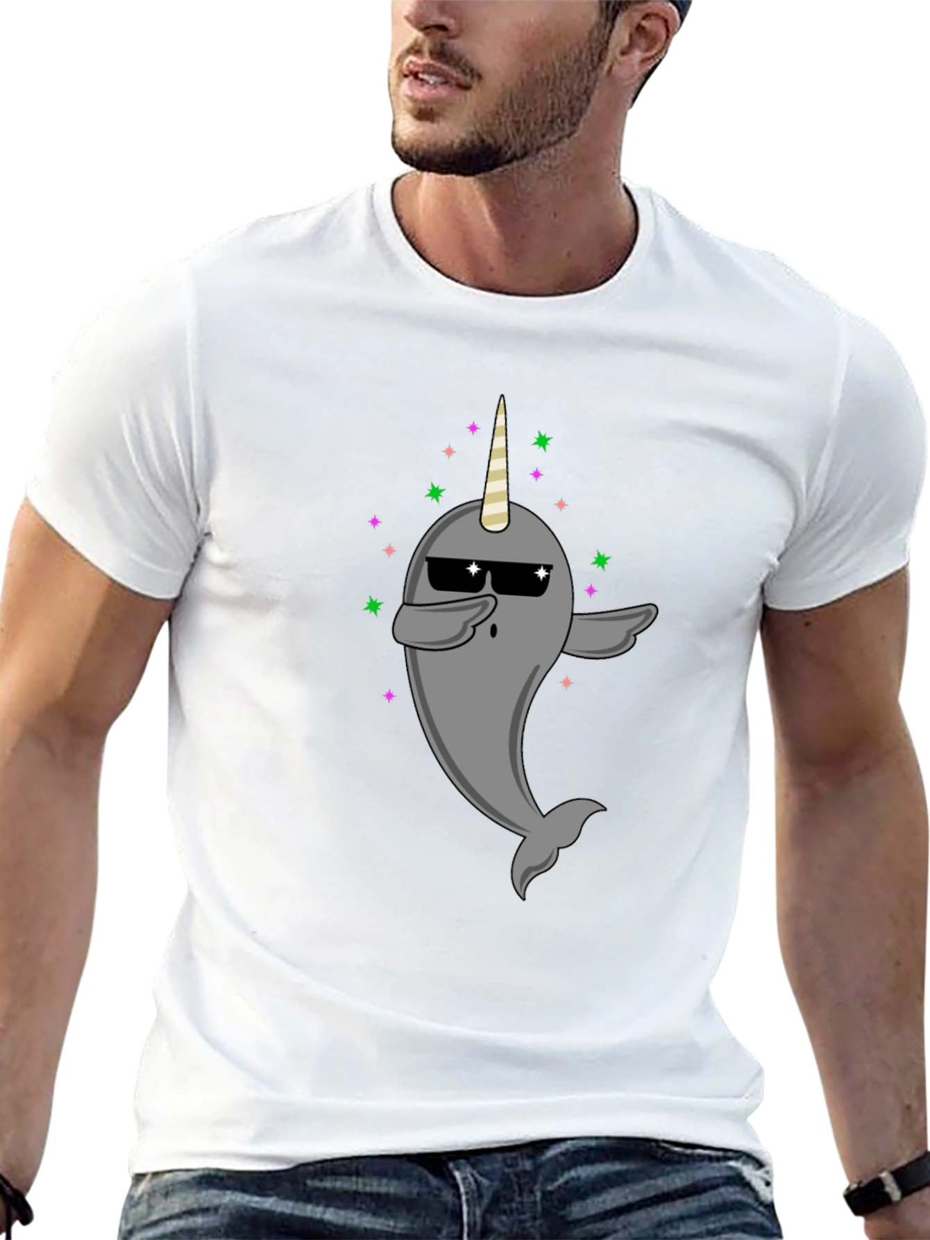 Dabbing Narwhal Unicorn Black T-Shirt