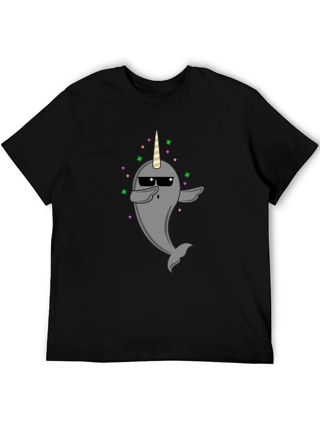Dabbing Narwhal Unicorn Black T-Shirt