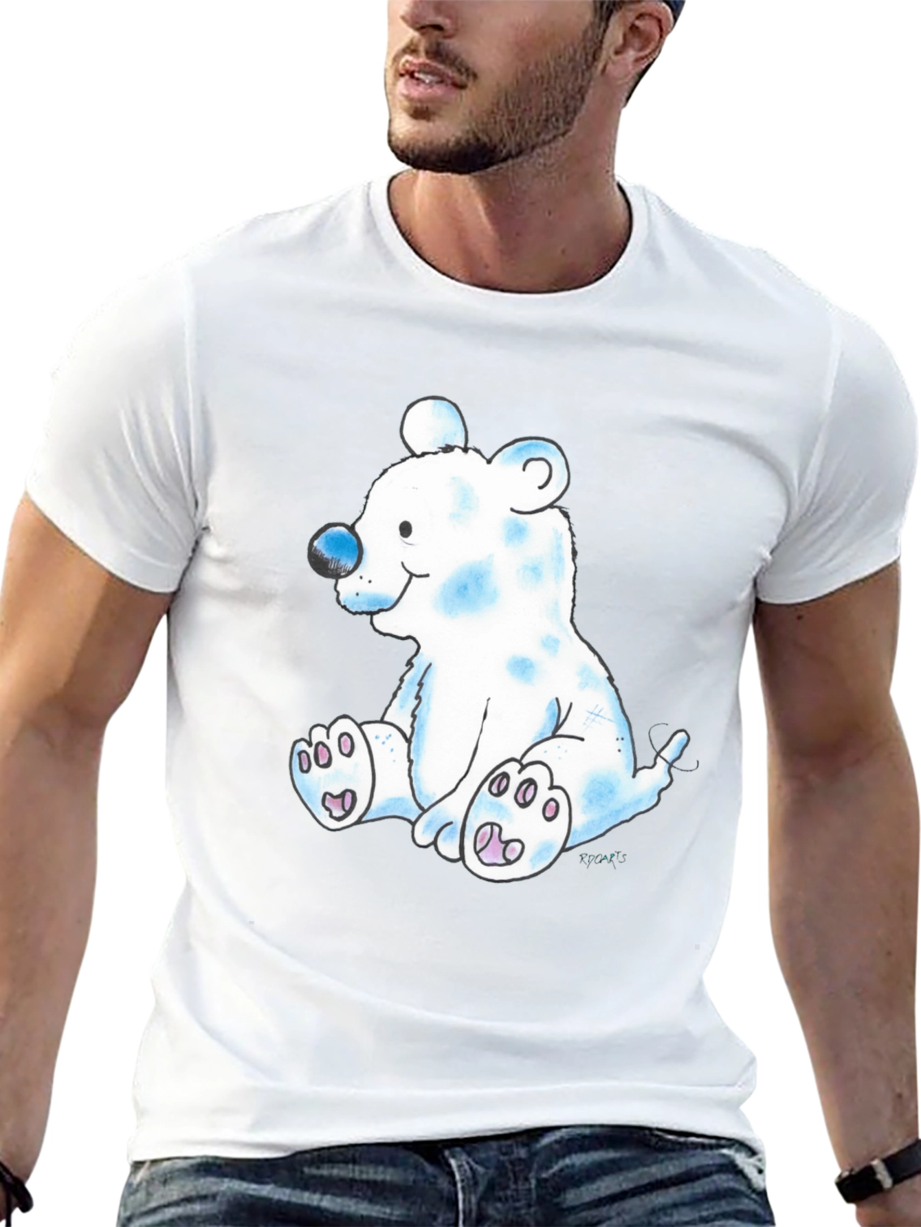 Cute Cartoon Bear Black T-Shirt