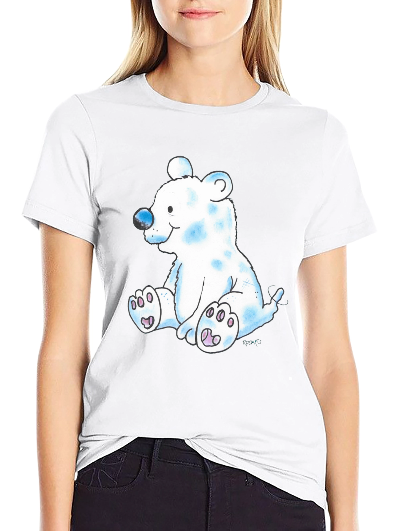 Cute Cartoon Bear Black T-Shirt