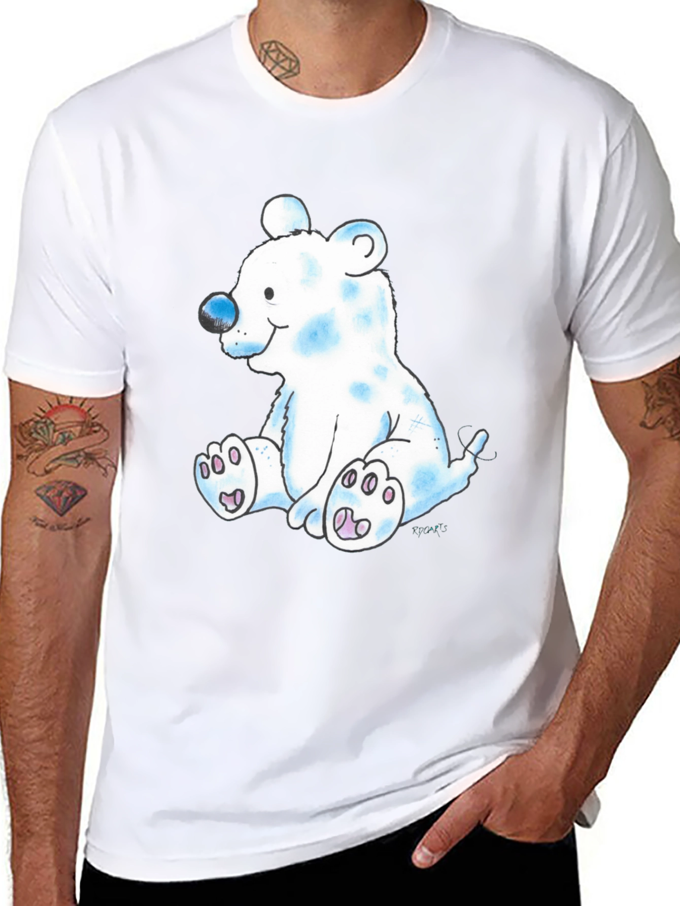 Cute Cartoon Bear Black T-Shirt