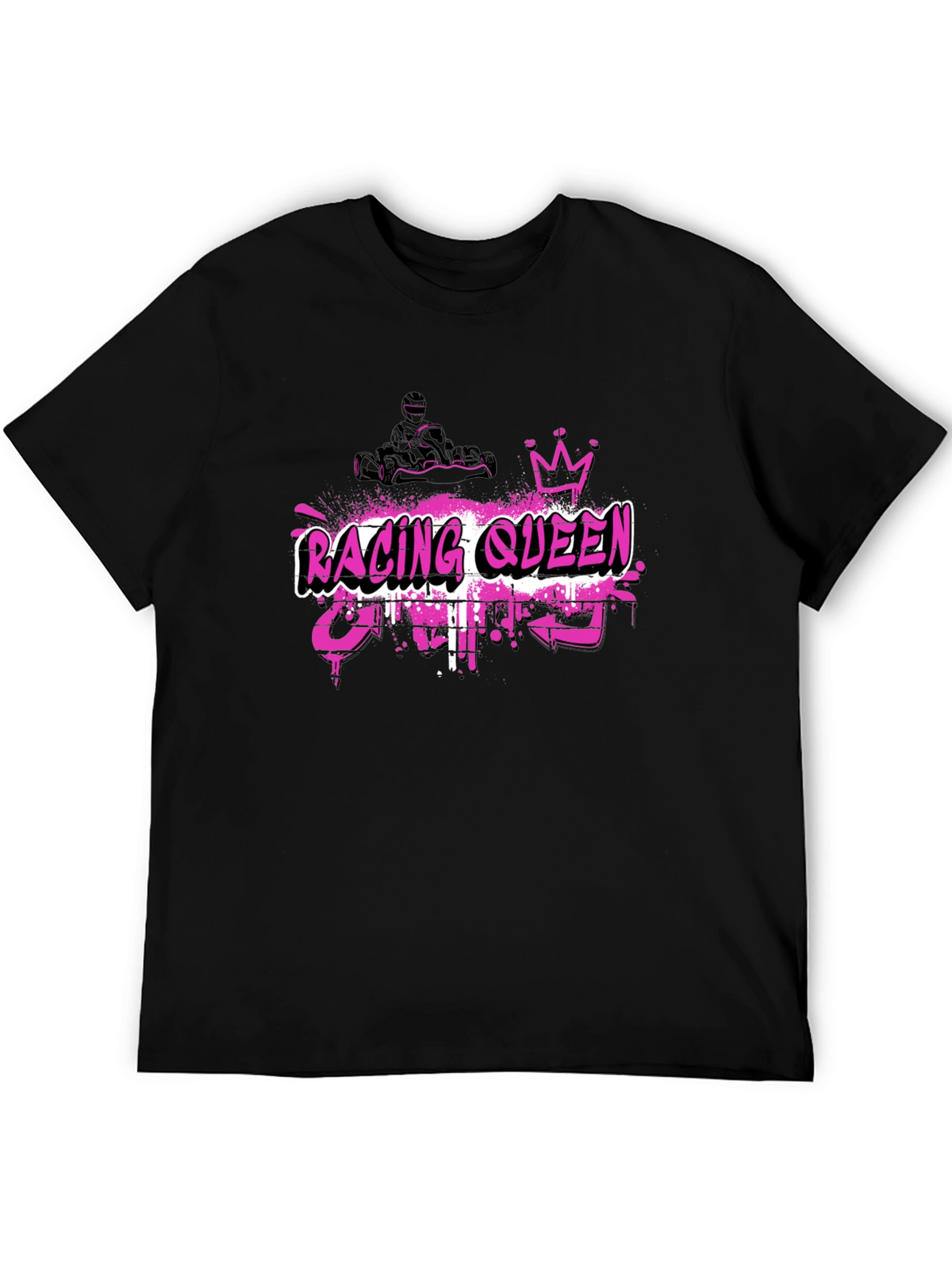 Racing Queen Black T-Shirt - Kart Racing Graphic Tee