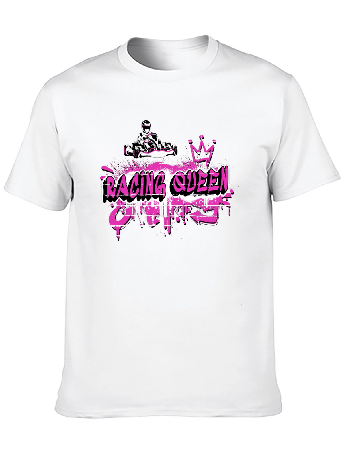 Racing Queen Black T-Shirt - Kart Racing Graphic Tee