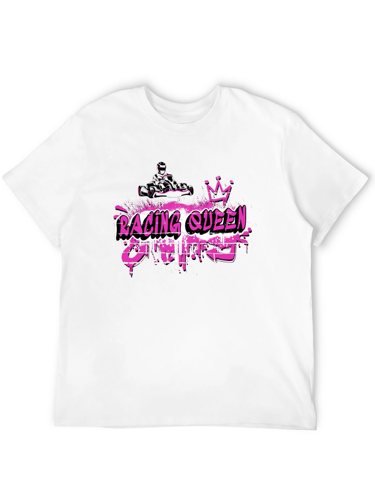 Racing Queen Black T-Shirt - Kart Racing Graphic Tee