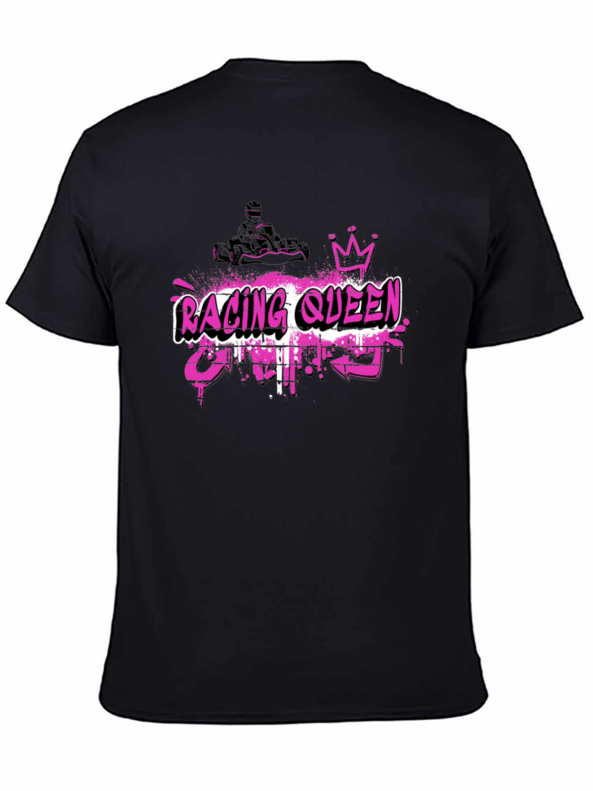Racing Queen Black T-Shirt - Kart Racing Graphic Tee