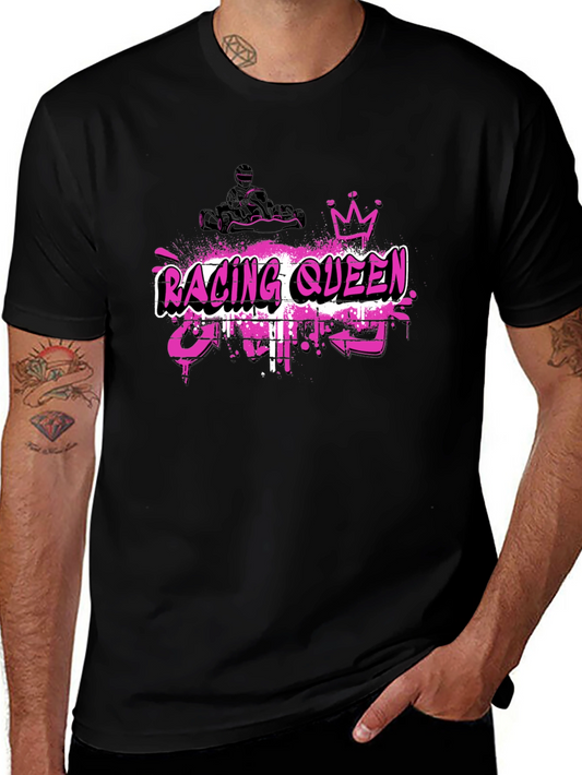 Racing Queen Black T-Shirt - Kart Racing Graphic Tee