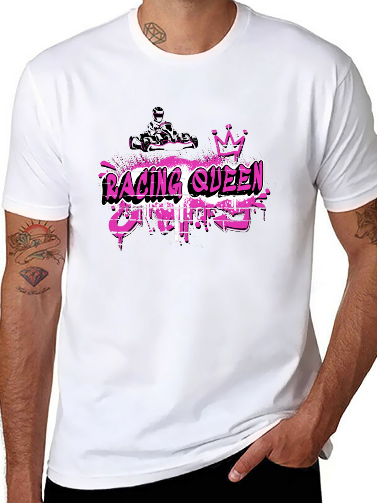Racing Queen Black T-Shirt - Kart Racing Graphic Tee