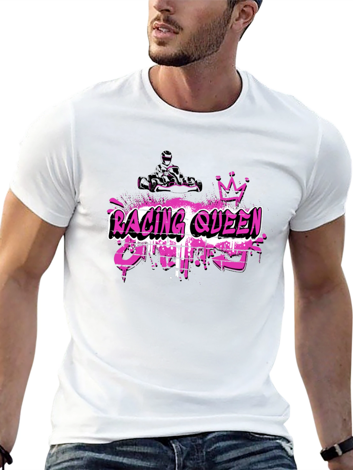 Racing Queen Black T-Shirt - Kart Racing Graphic Tee