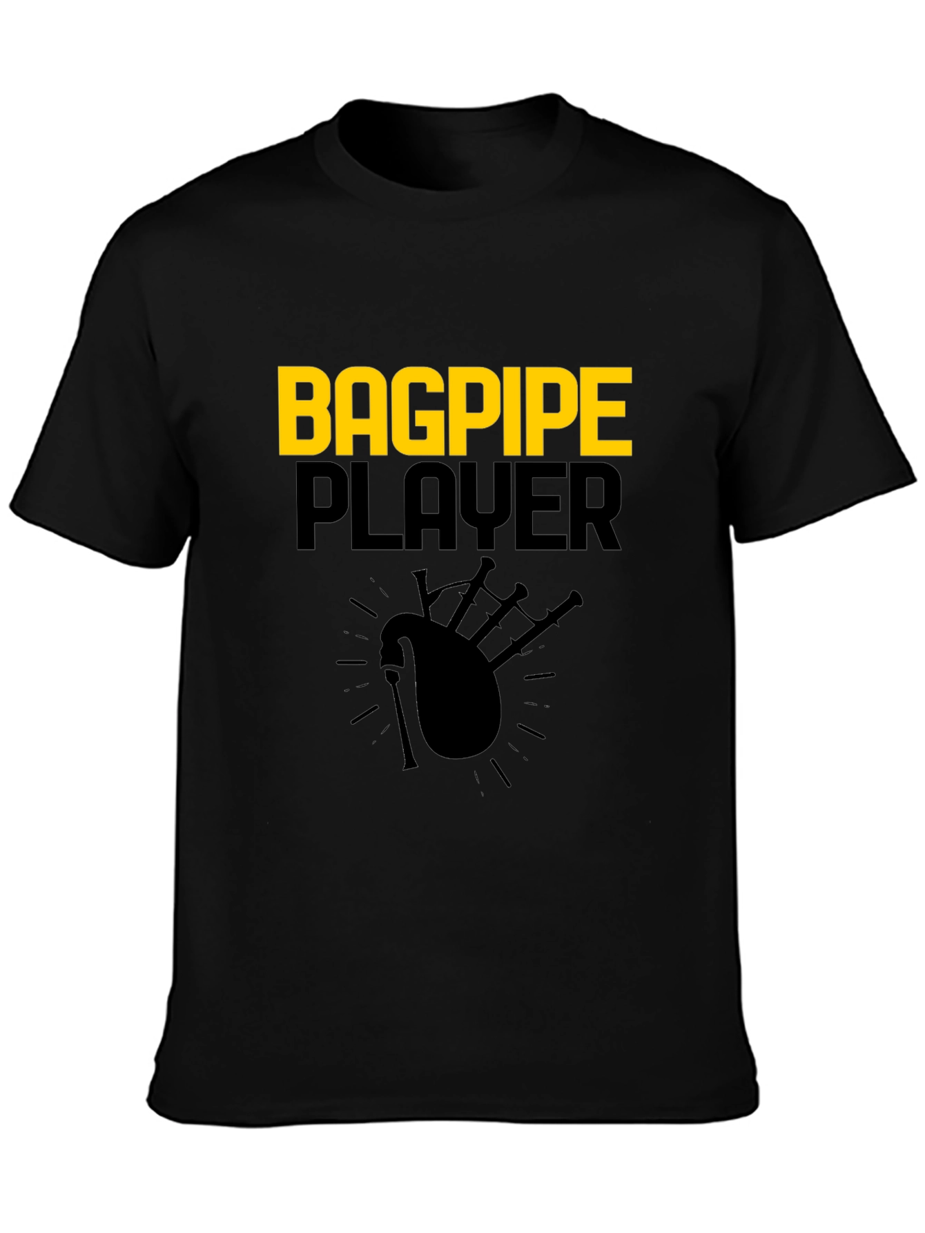 Bagpipe Player Graphic Tee - Black Cotton T-Shirt