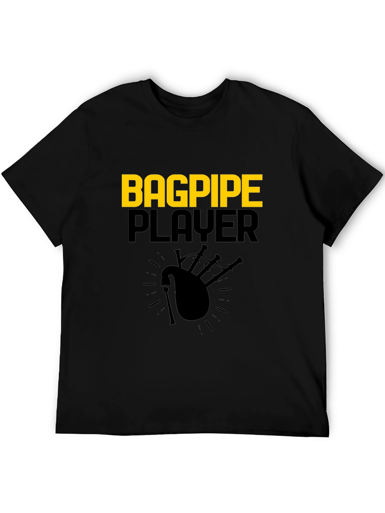 Bagpipe Player Graphic Tee - Black Cotton T-Shirt