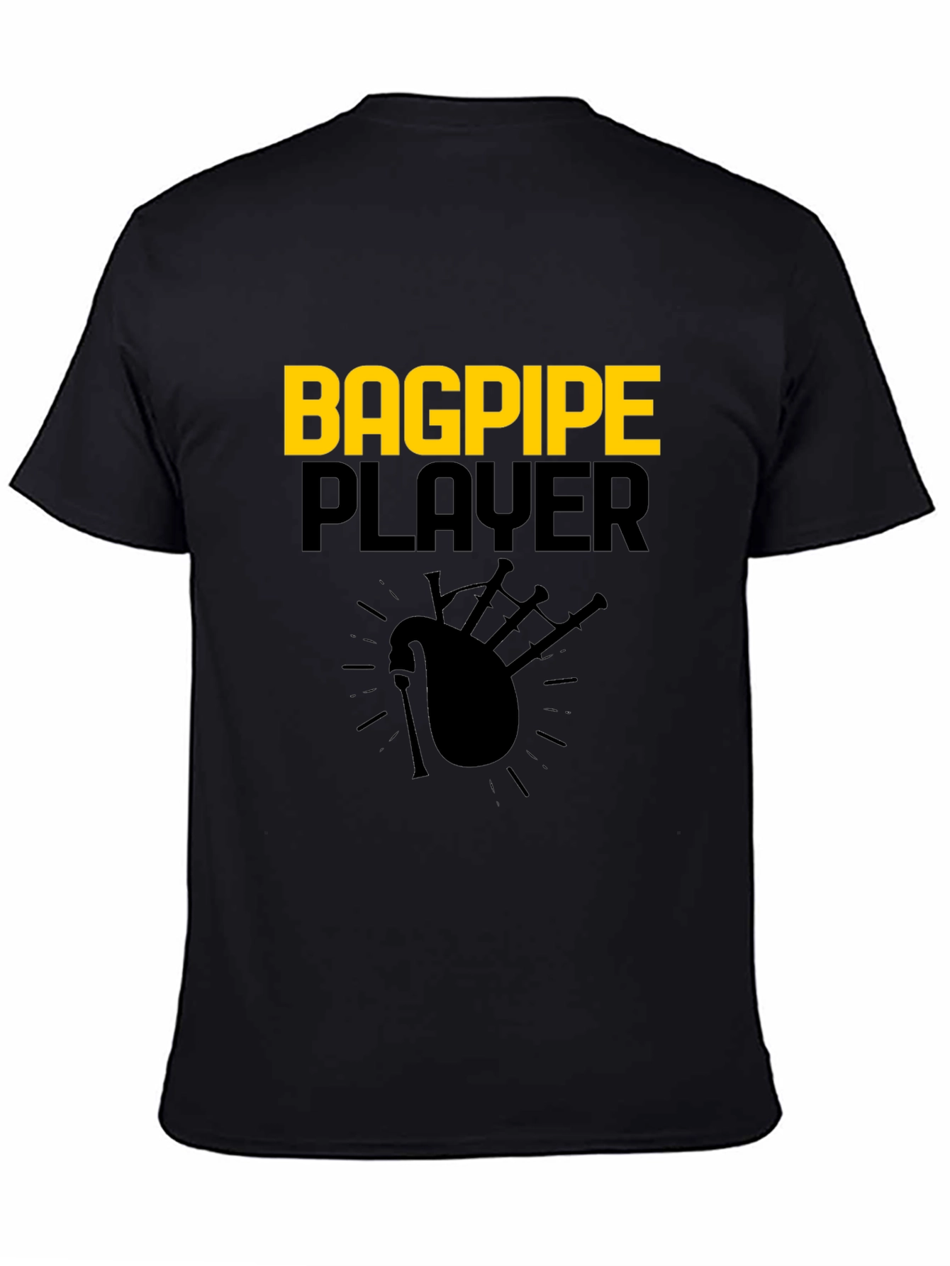 Bagpipe Player Graphic Tee - Black Cotton T-Shirt