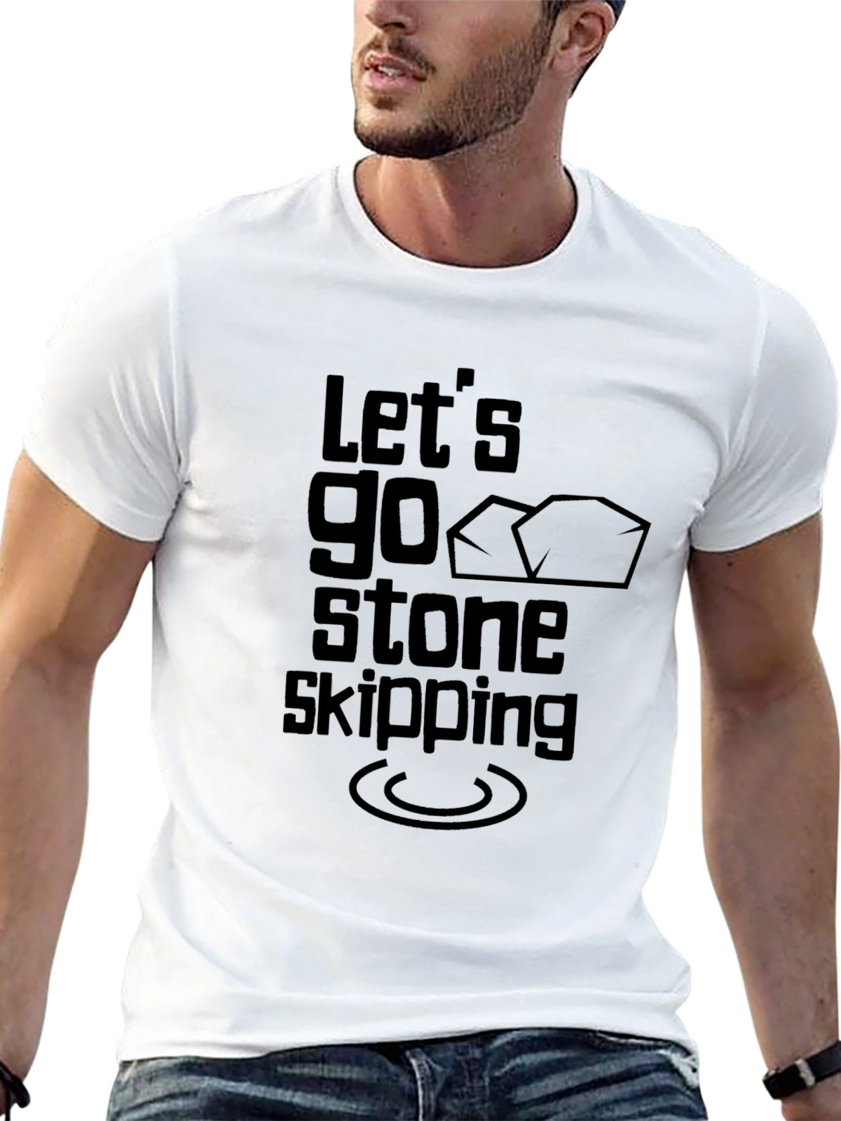 Lets Go Stone Skipping Black T-Shirt
