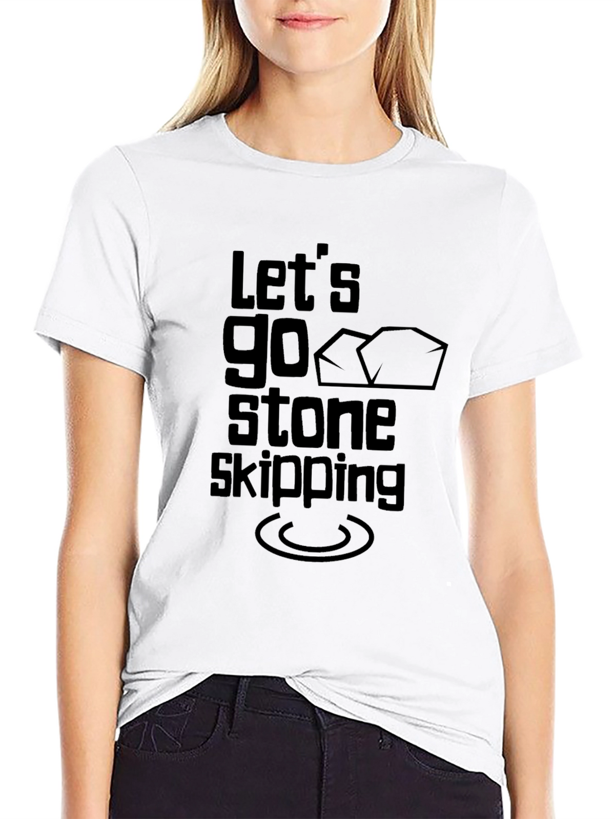 Lets Go Stone Skipping Black T-Shirt