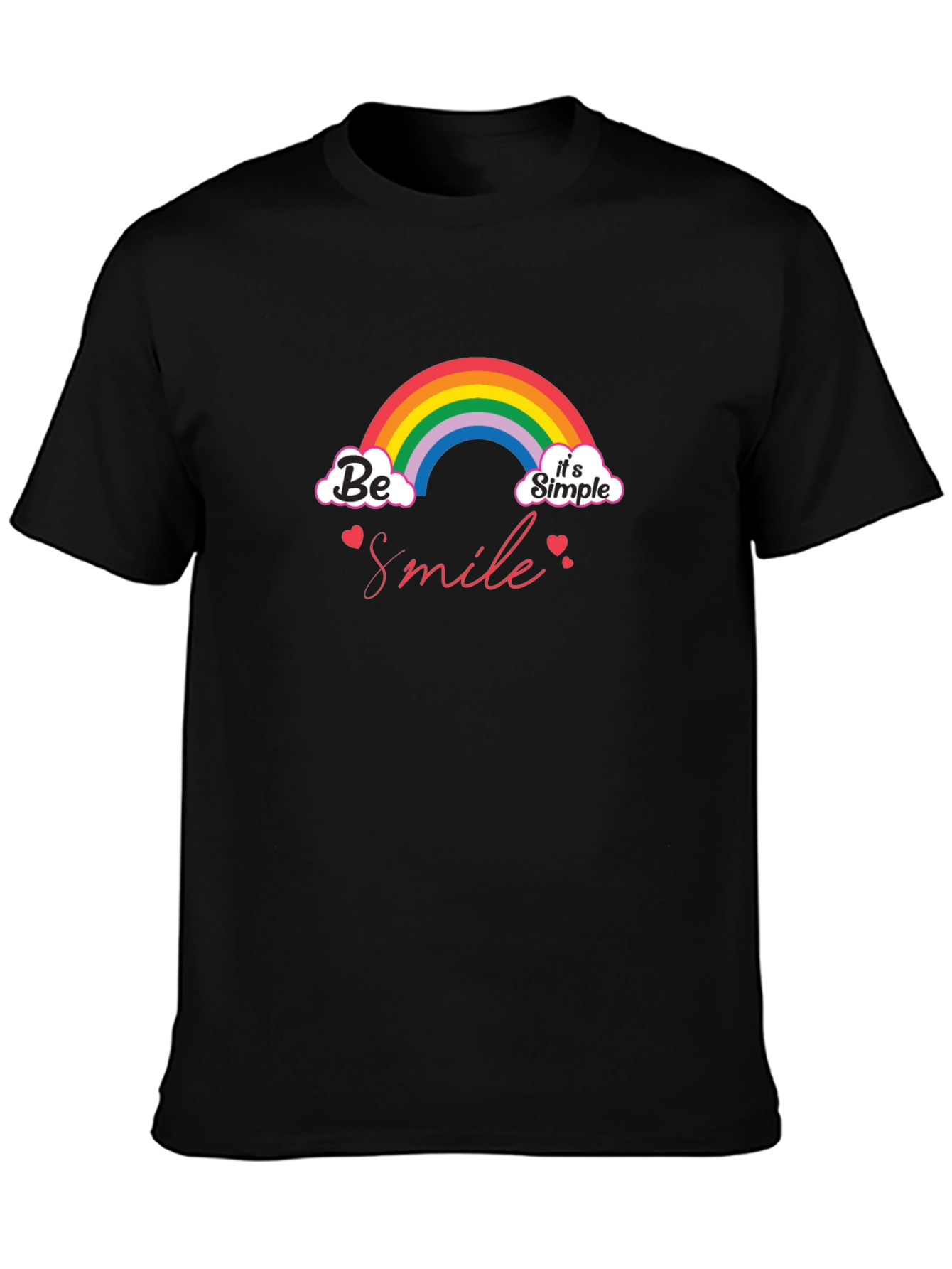 Be Smile Rainbow Graphic T-Shirt - Black