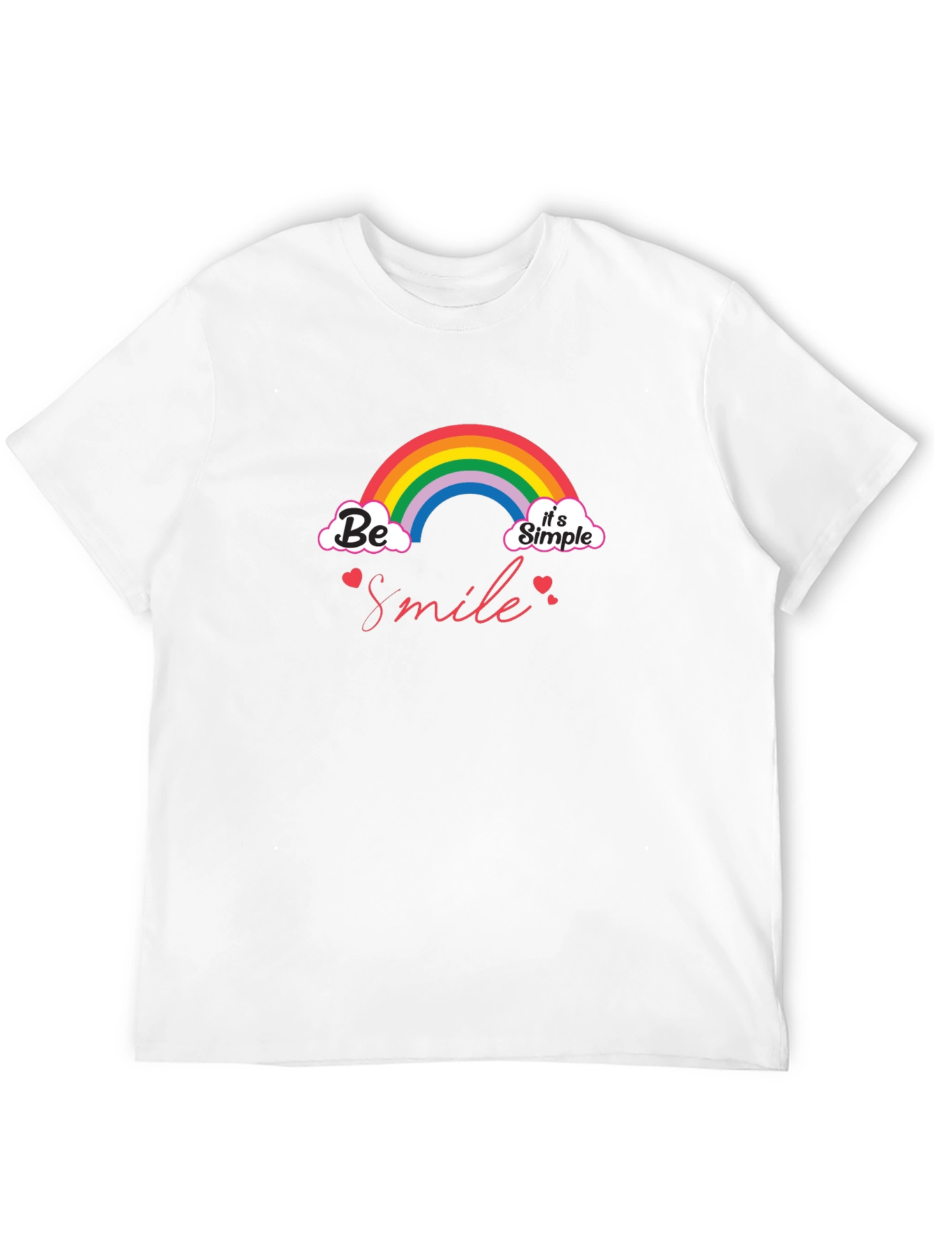 Be Smile Rainbow Graphic T-Shirt - Black