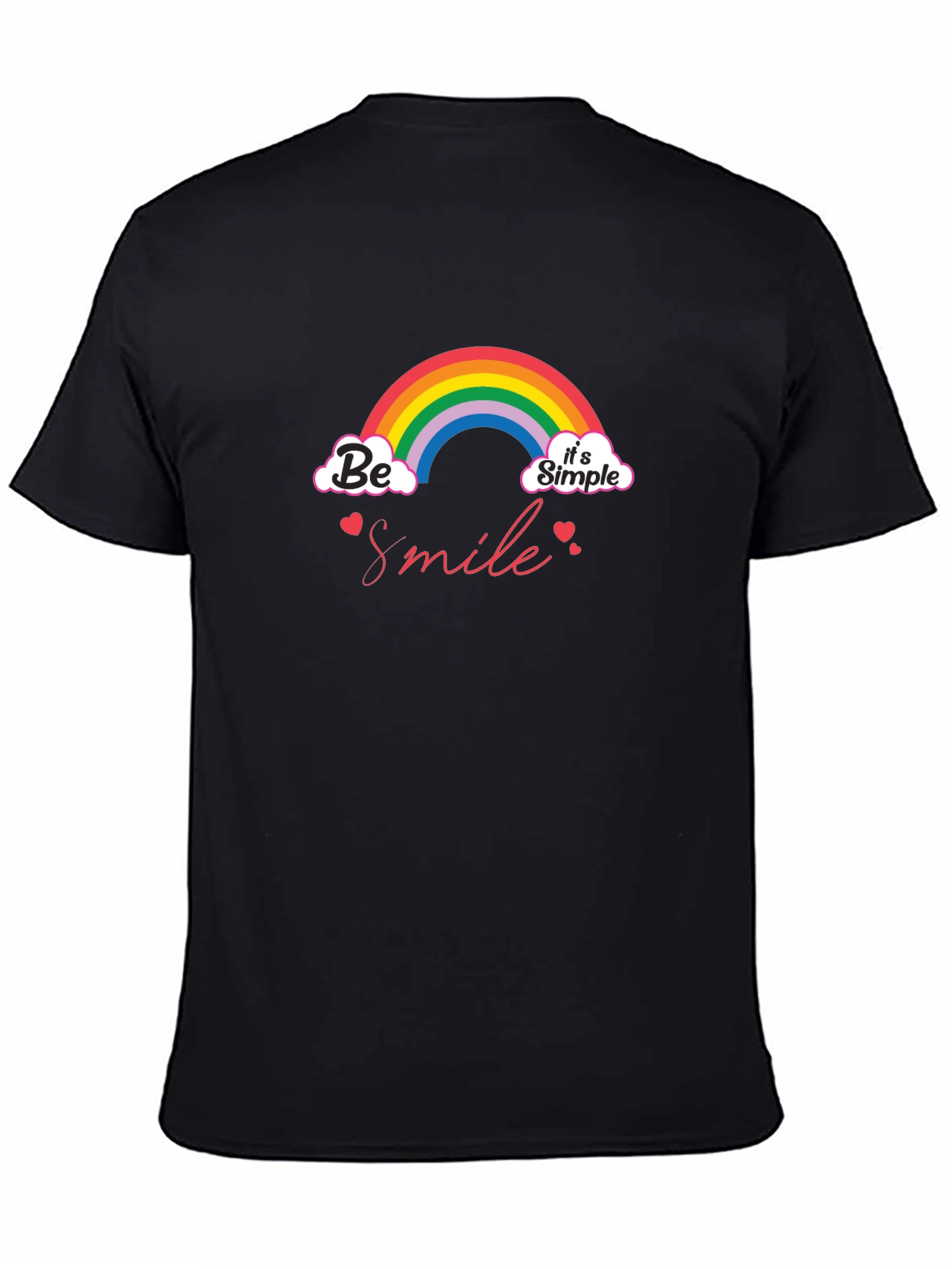 Be Smile Rainbow Graphic T-Shirt - Black