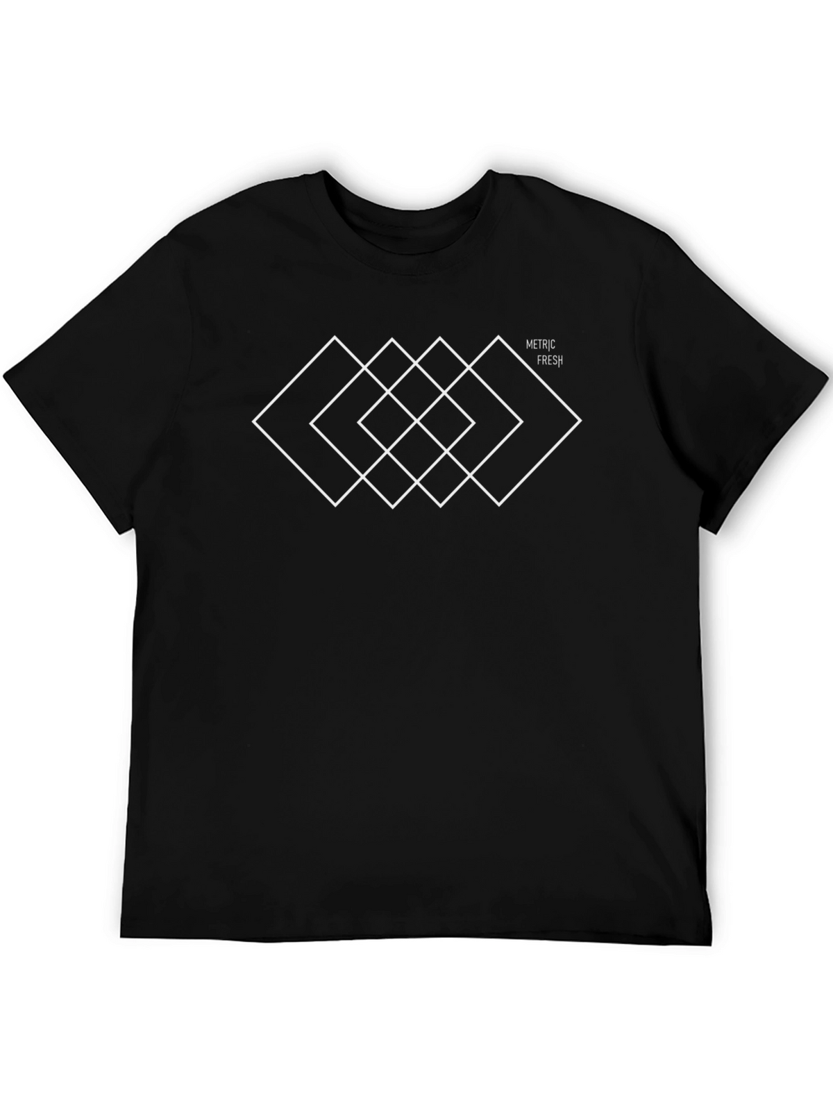 Geometric Square Graphic Tee - Modern Black T-Shirt
