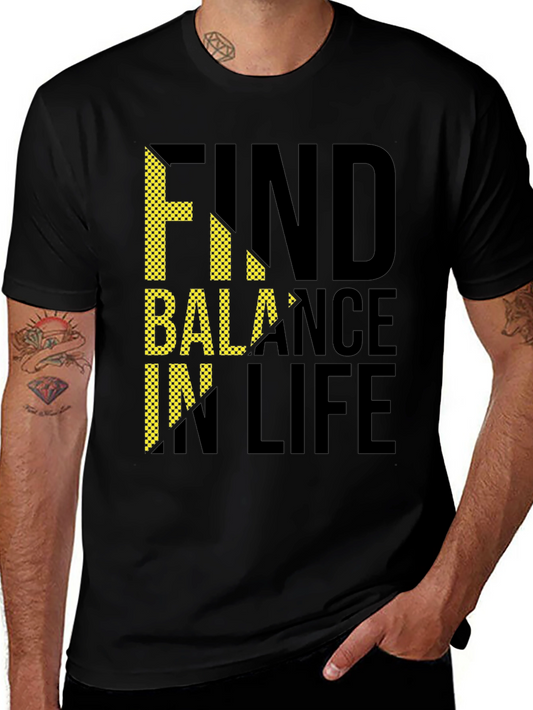 Find Balance in Life Graphic Tee - Mens Black T-Shirt