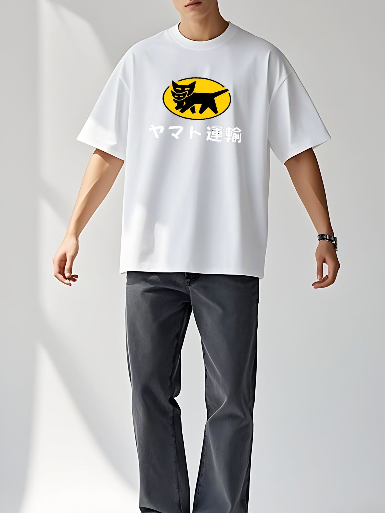 T-shirt Yamato Transport TA-Q-BIN Cat Vintage Wash Japanese Design T-Shirt