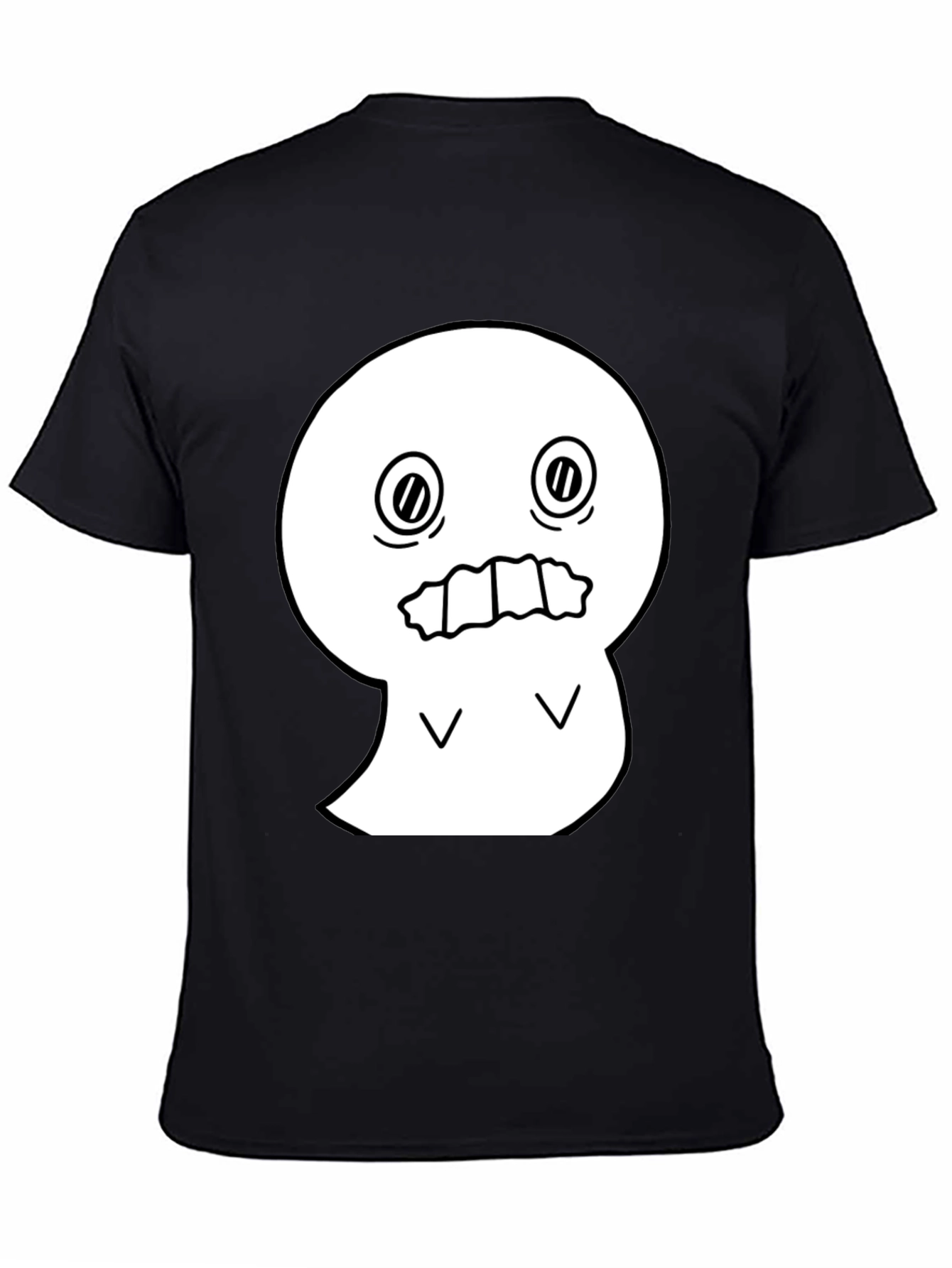 Spooky Graphic Tee - White Ghost on Black