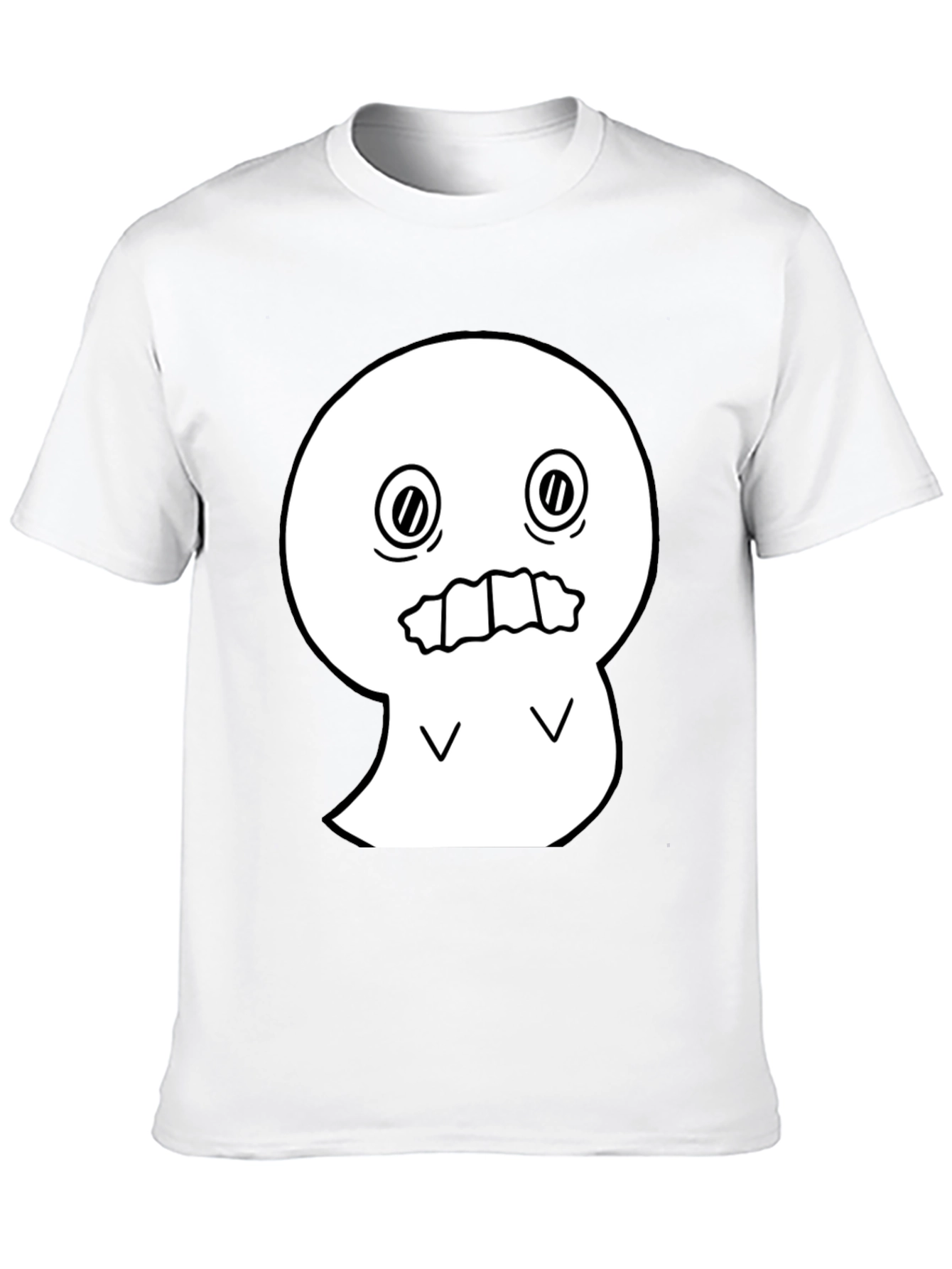 Spooky Graphic Tee - White Ghost on Black