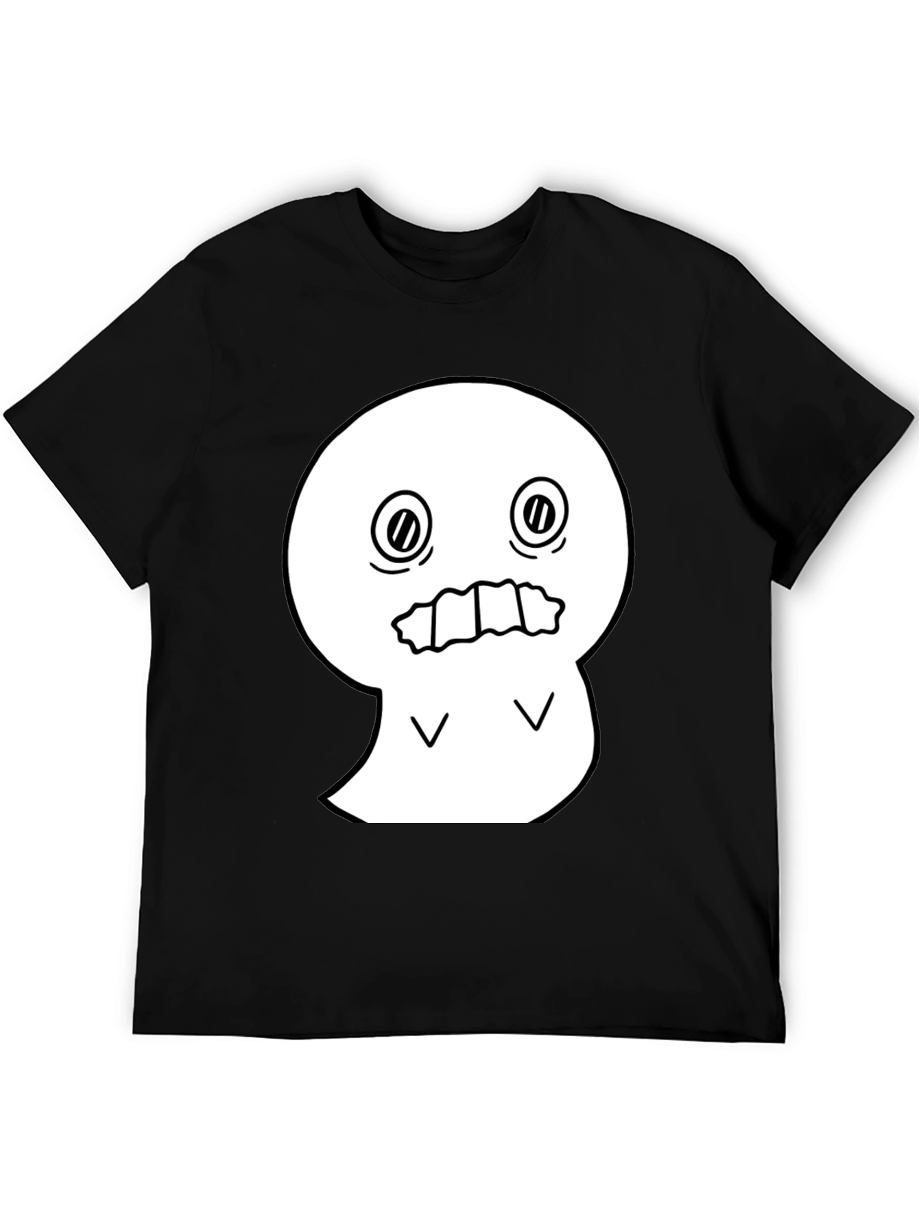 Spooky Graphic Tee - White Ghost on Black