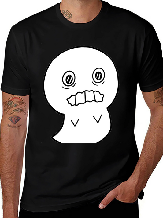 Spooky Graphic Tee - White Ghost on Black
