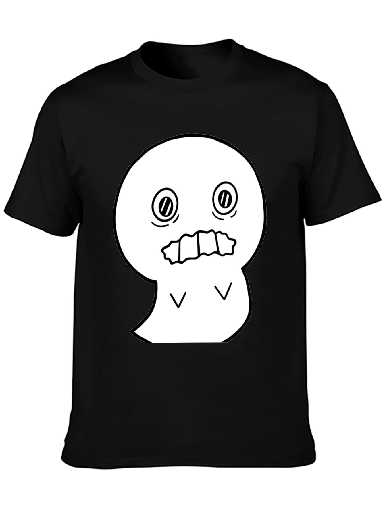 Spooky Graphic Tee - White Ghost on Black