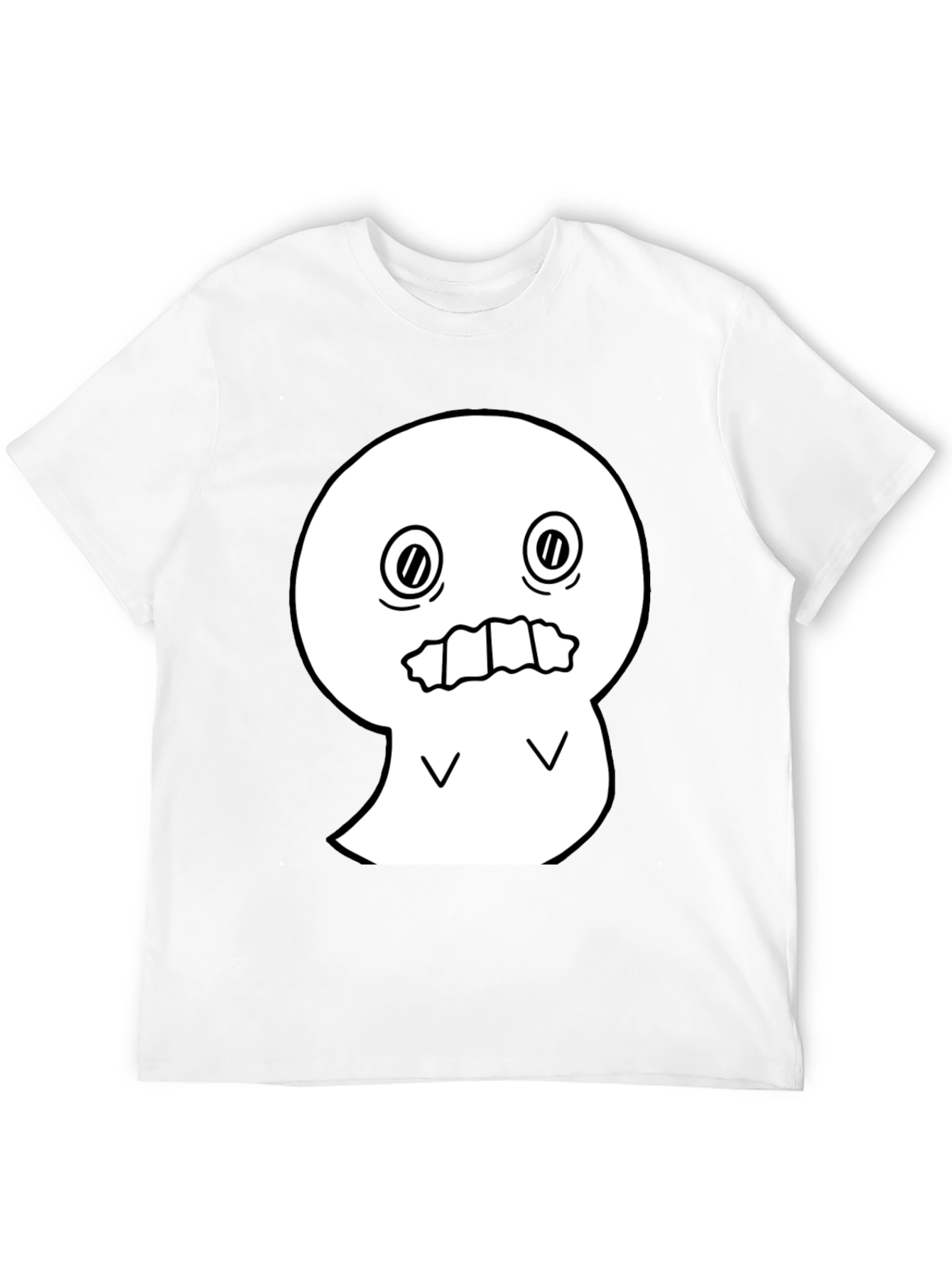Spooky Graphic Tee - White Ghost on Black