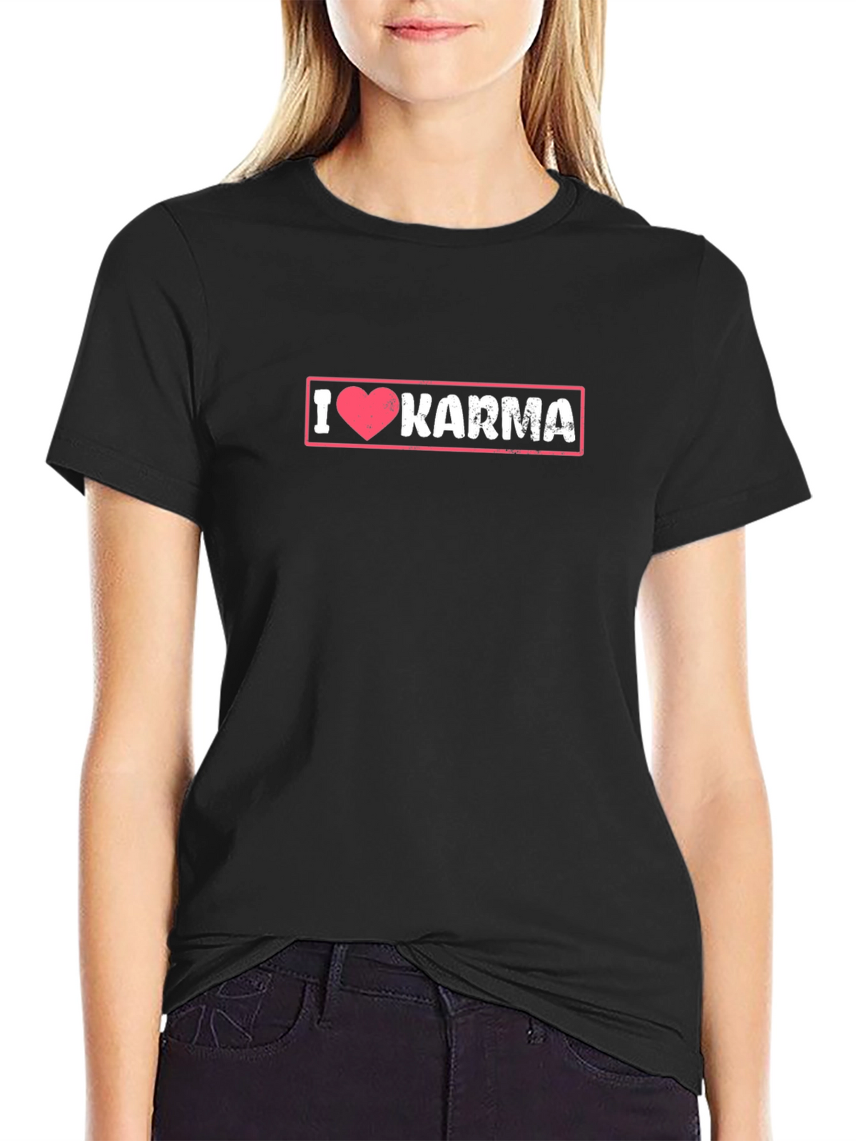 I Love Karma Graphic Tee - Black Cotton T-Shirt