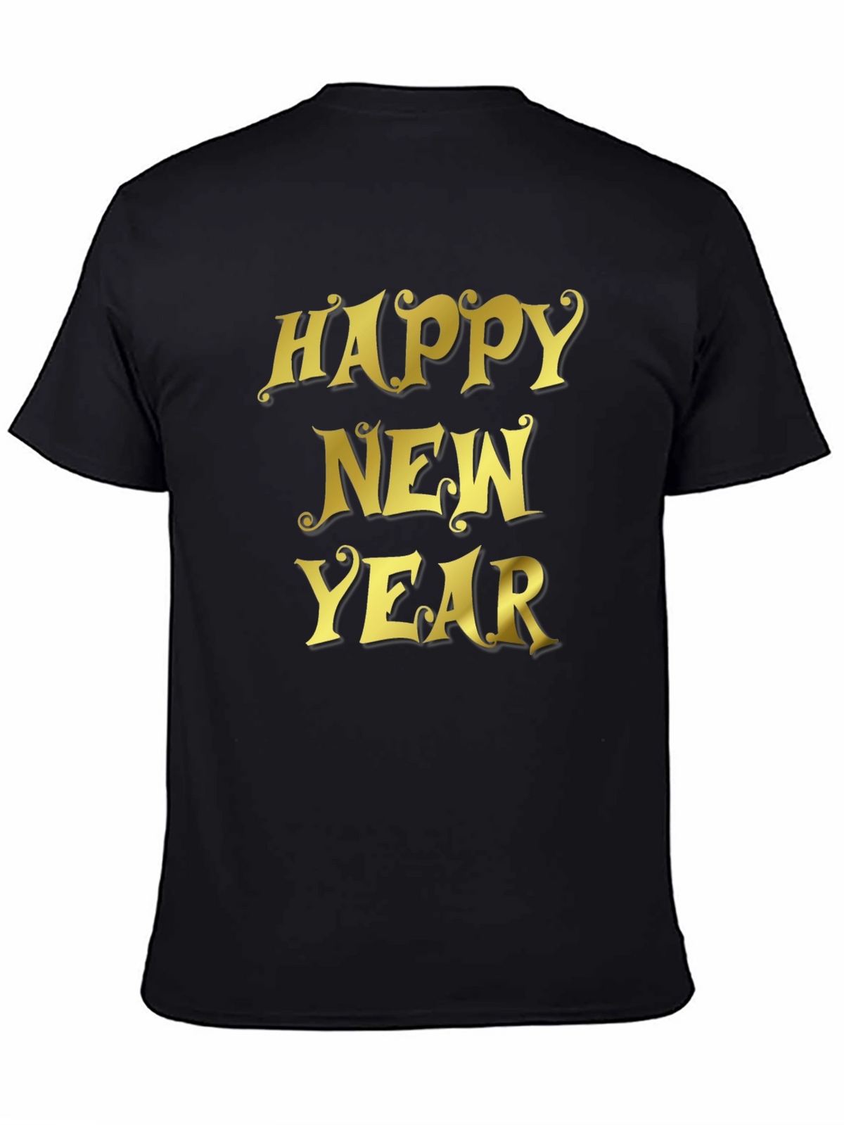 Happy New Year T-Shirt - Black Crew Neck