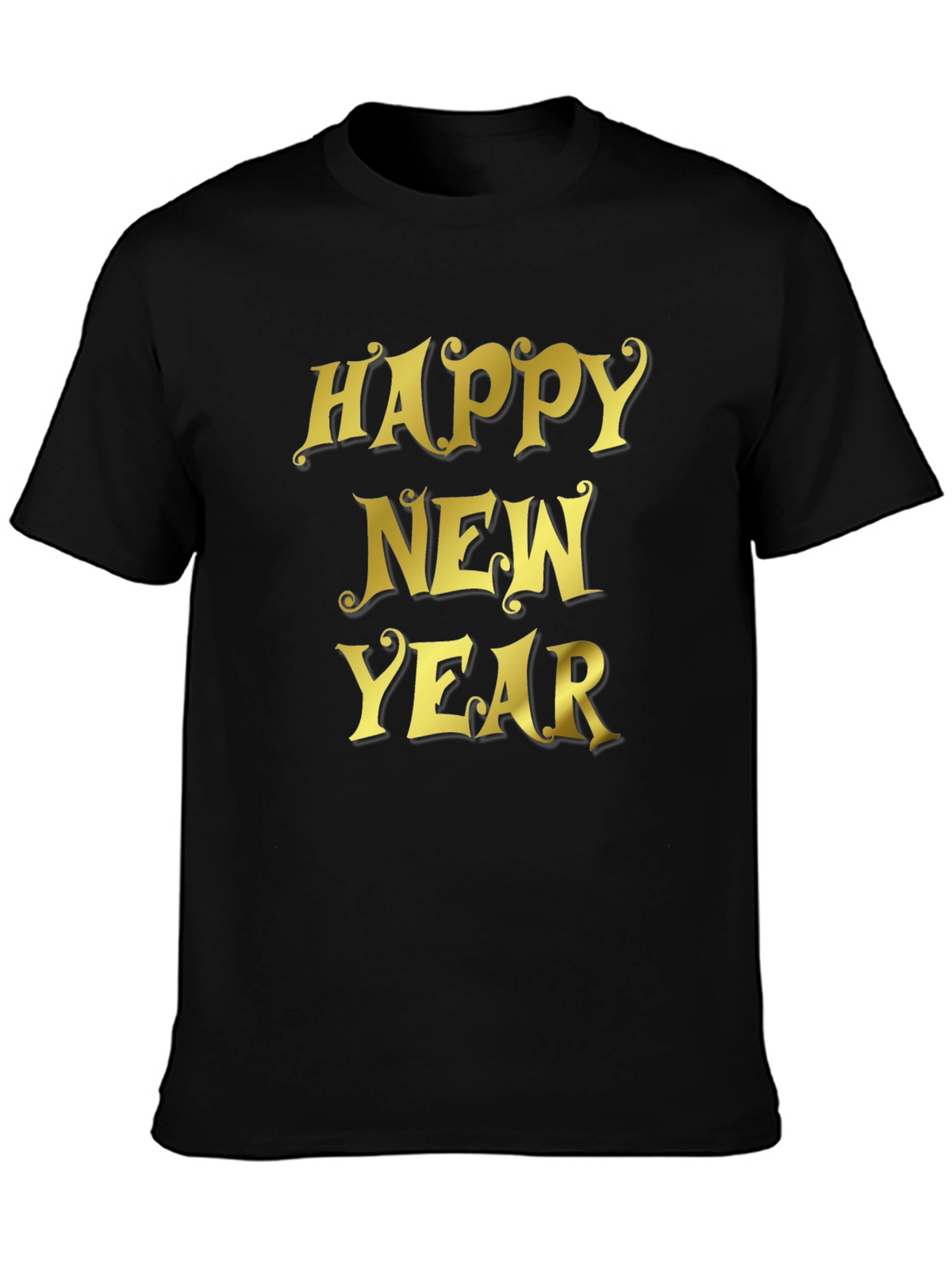 Happy New Year T-Shirt - Black Crew Neck