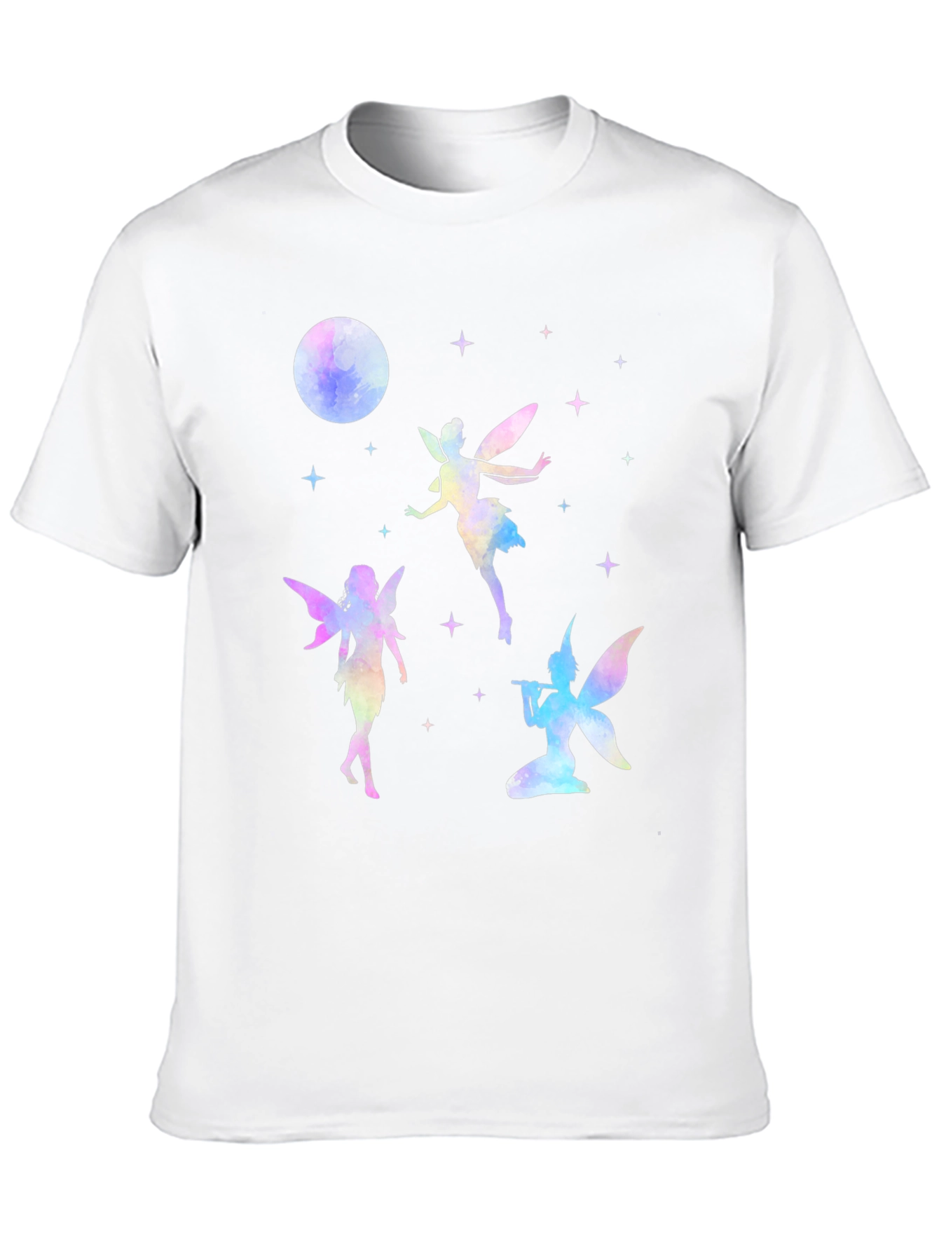Fairy Moon Stars Graphic Tee - Whimsical Black T-Shirt
