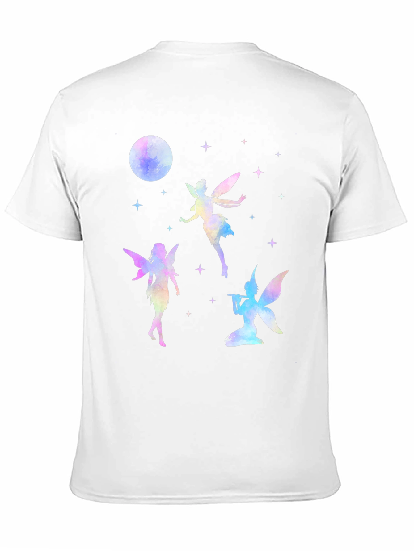 Fairy Moon Stars Graphic Tee - Whimsical Black T-Shirt