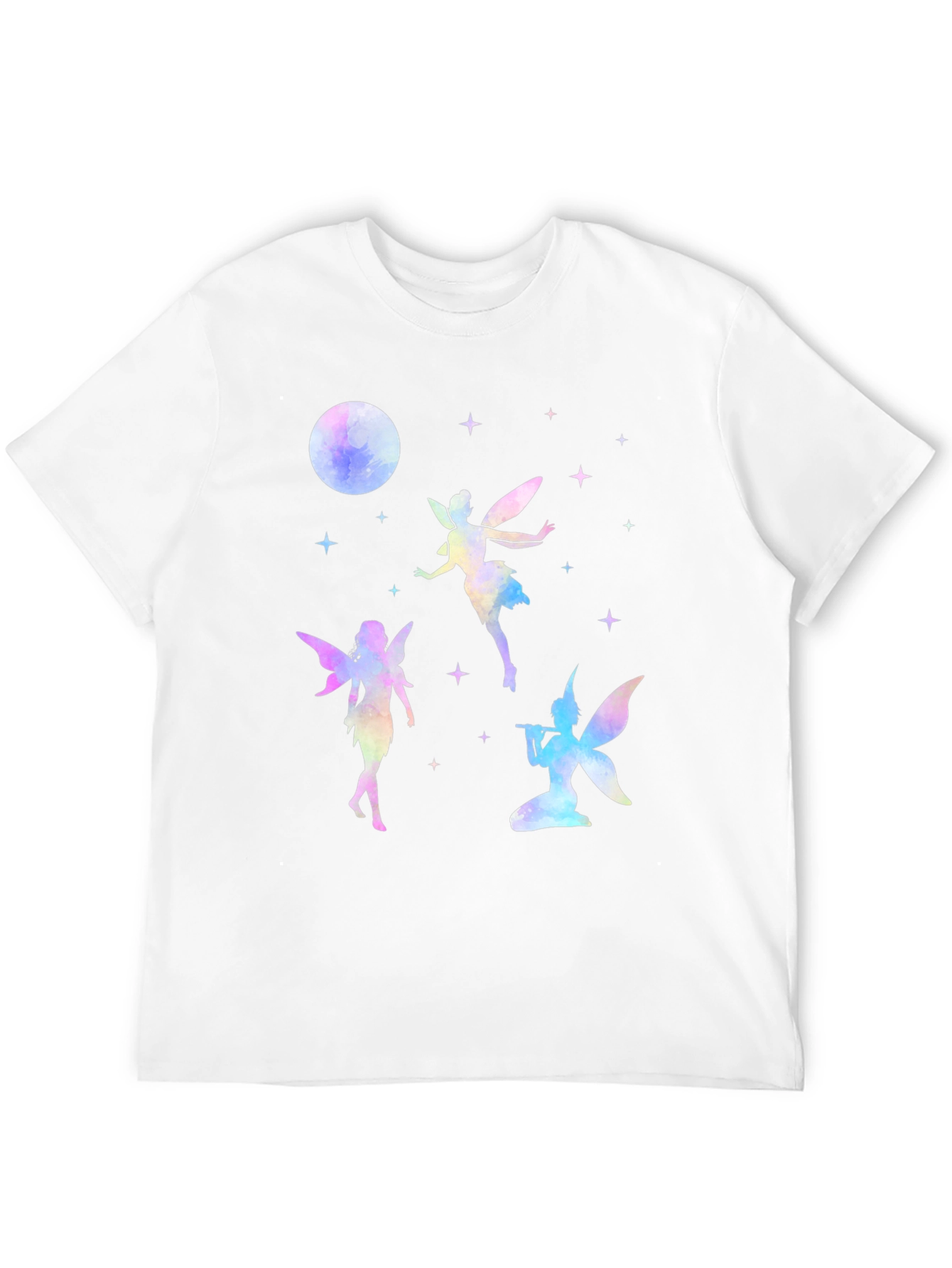 Fairy Moon Stars Graphic Tee - Whimsical Black T-Shirt