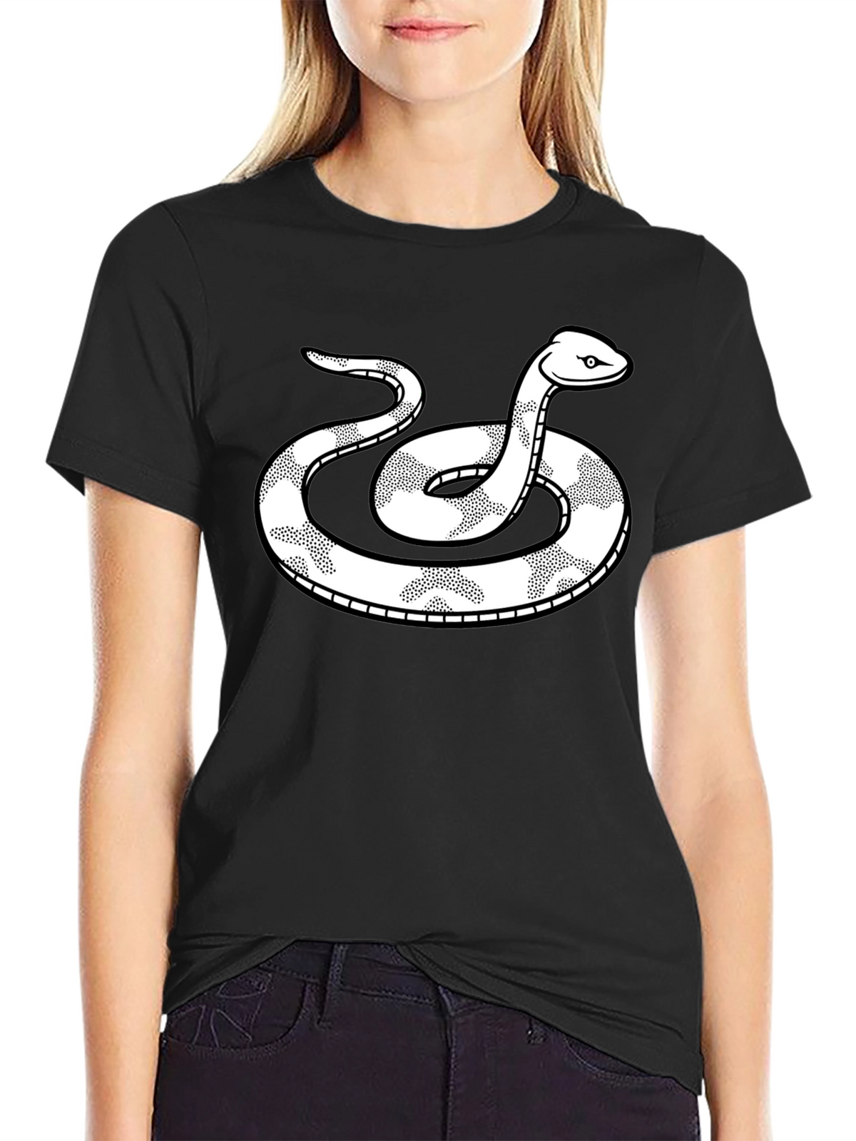 Snake Graphic Tee - Black Cotton T-Shirt