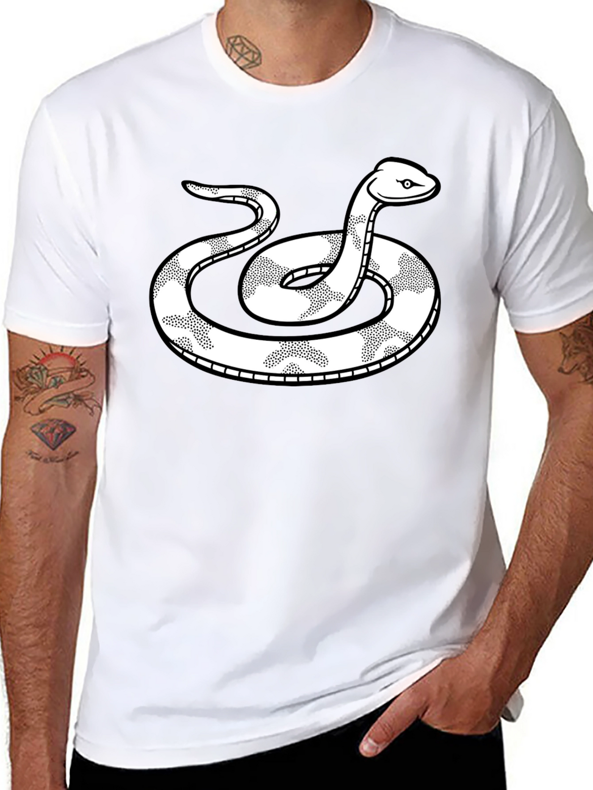 Snake Graphic Tee - Black Cotton T-Shirt