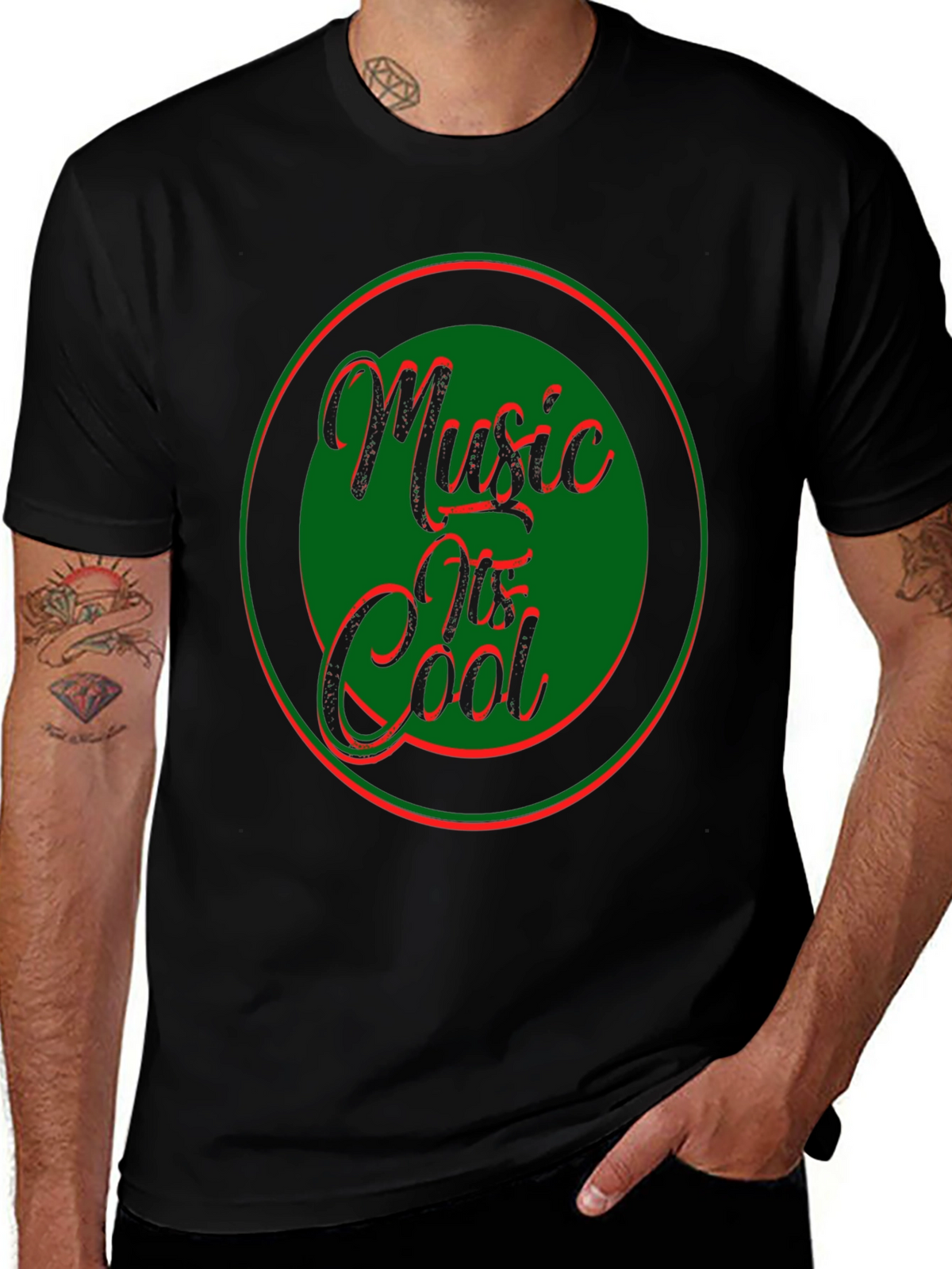 Music Is Cool Graphic Tee - Black
