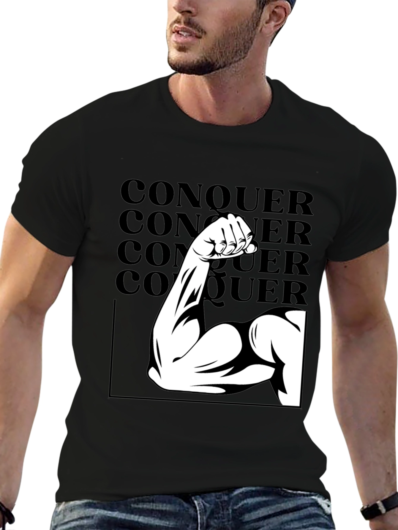 Conquer Graphic Tee - Black Cotton T-Shirt