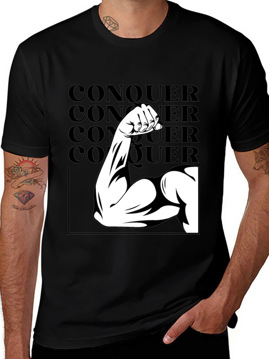 Conquer Graphic Tee - Black Cotton T-Shirt