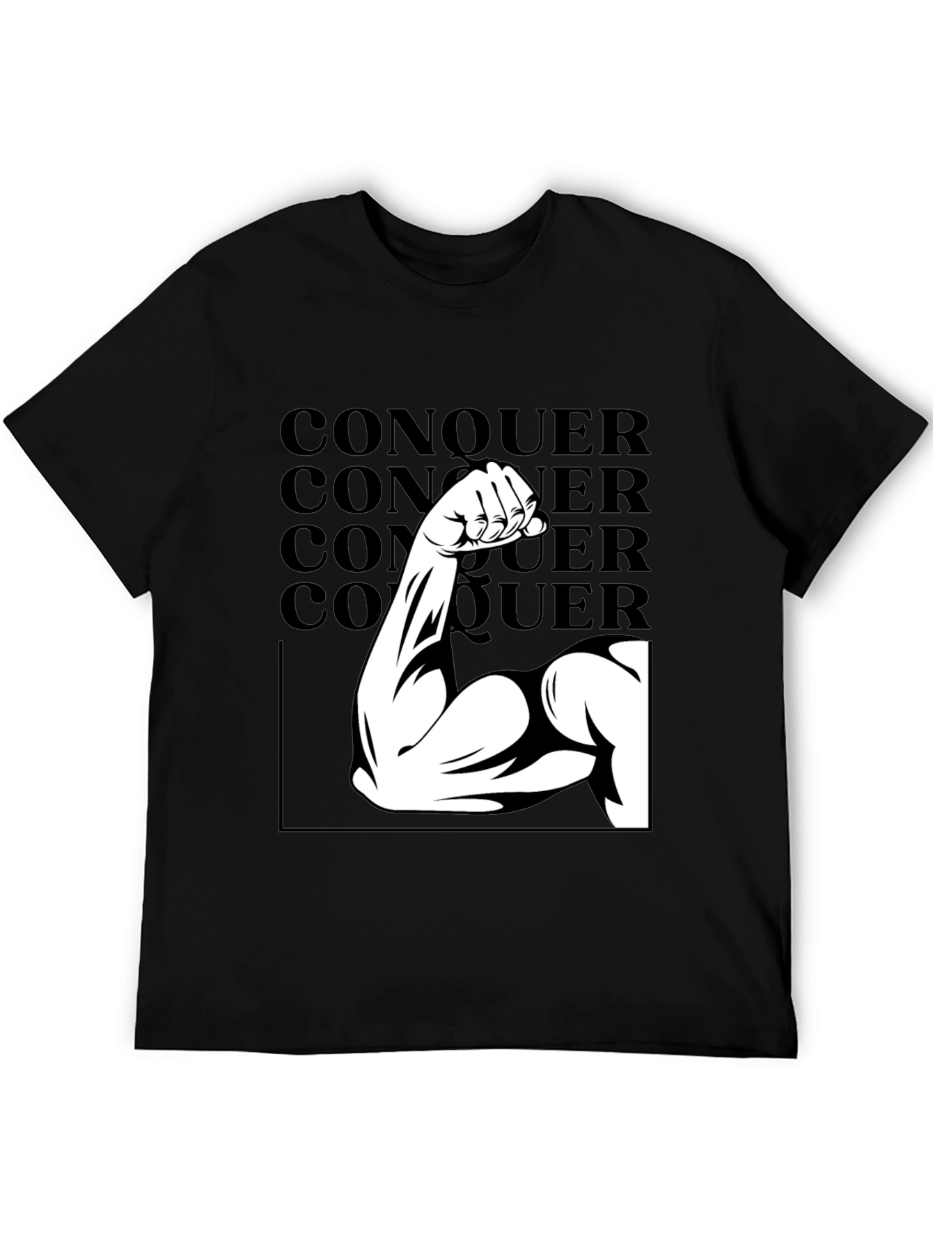 Conquer Graphic Tee - Black Cotton T-Shirt