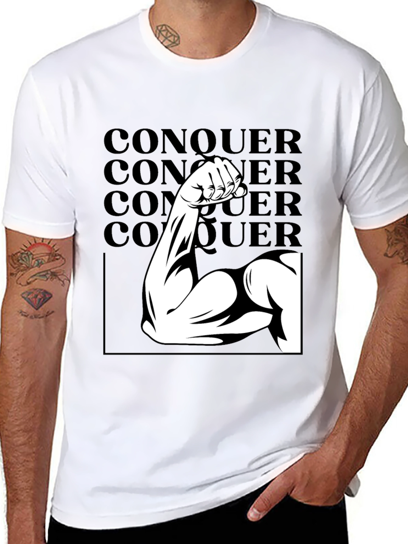 Conquer Graphic Tee - Black Cotton T-Shirt