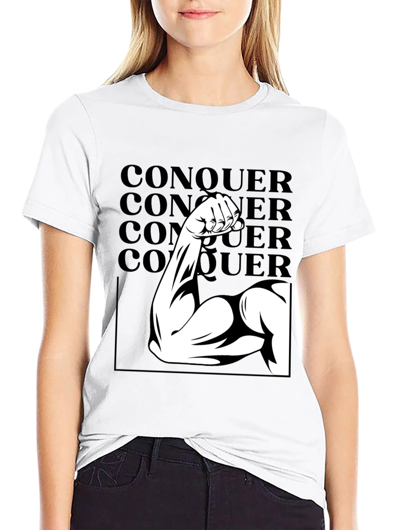 Conquer Graphic Tee - Black Cotton T-Shirt