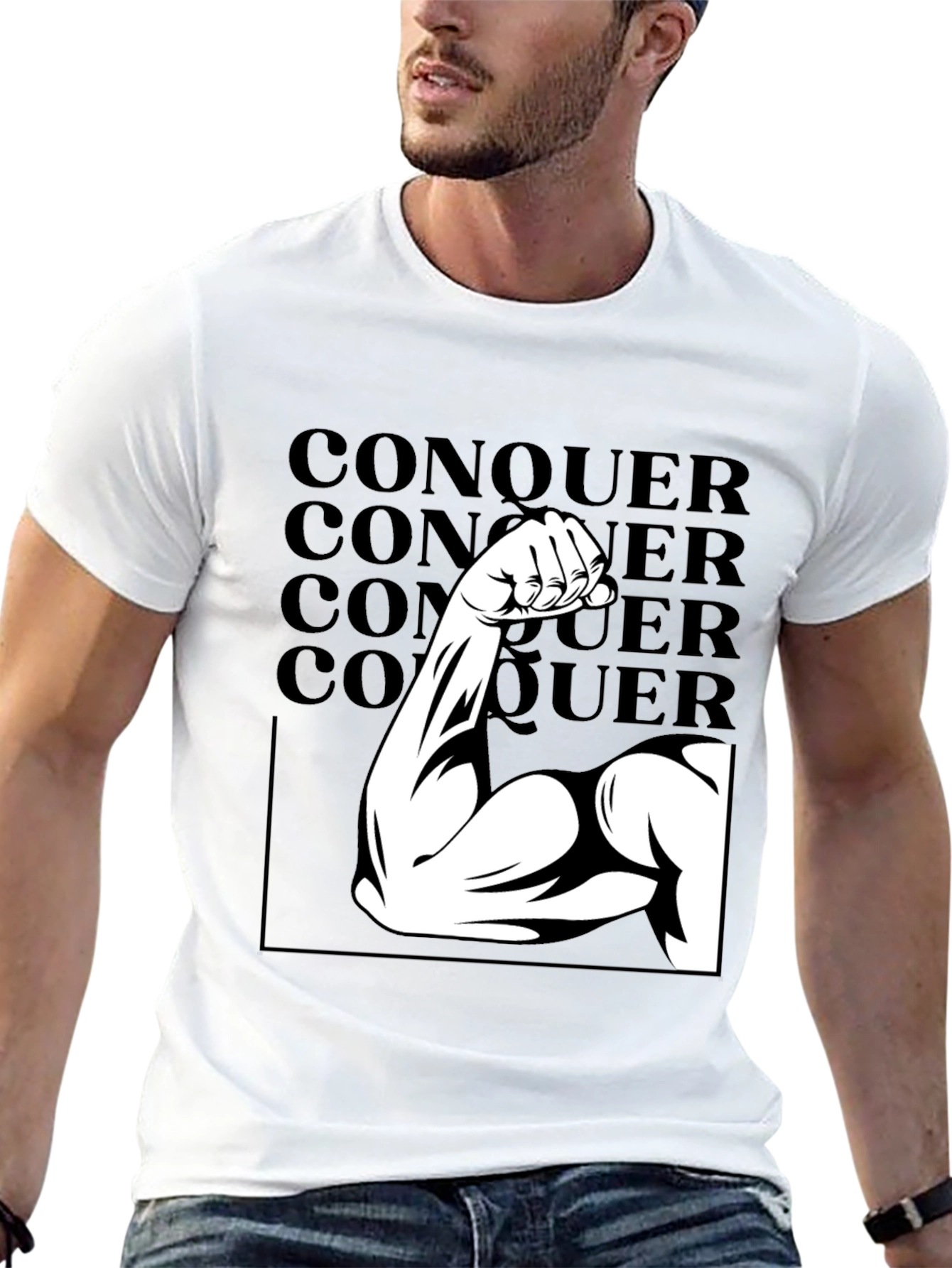 Conquer Graphic Tee - Black Cotton T-Shirt