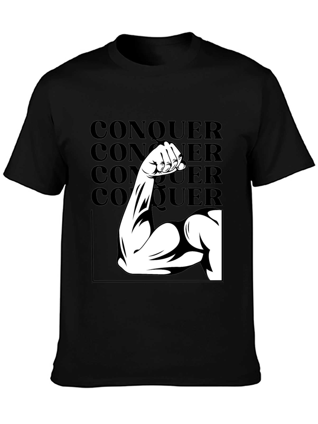 Conquer Graphic Tee - Black Cotton T-Shirt